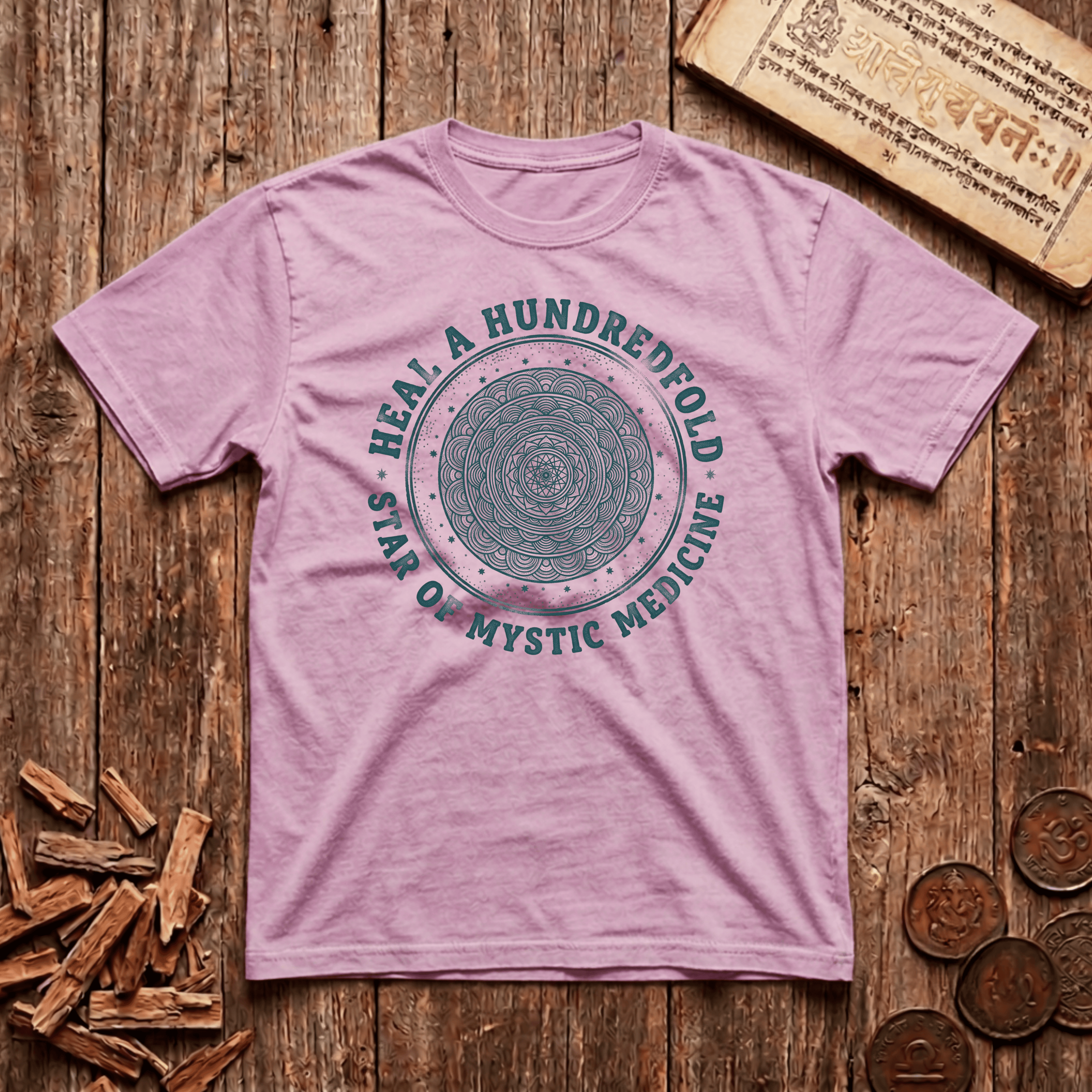Shatabhisha - Heal A Hundredfold - Star of Mystic Medicine - Wood Cut - T-Shirt