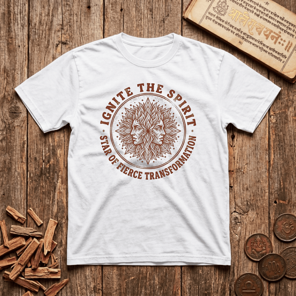 Purva Bhadrapada - Ignite The Spirit - Star of Fierce Transformation - Wood Cut - T-Shirt