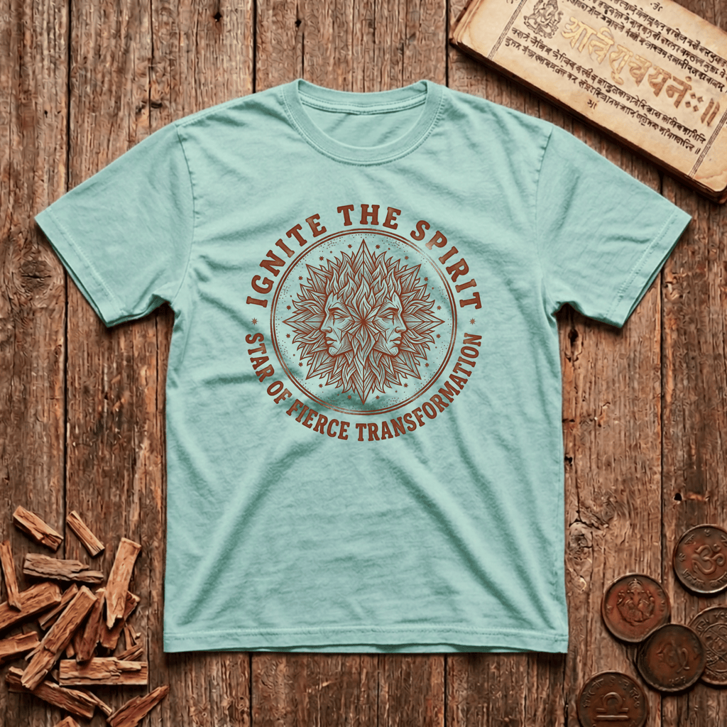 Purva Bhadrapada - Ignite The Spirit - Star of Fierce Transformation - Wood Cut - T-Shirt
