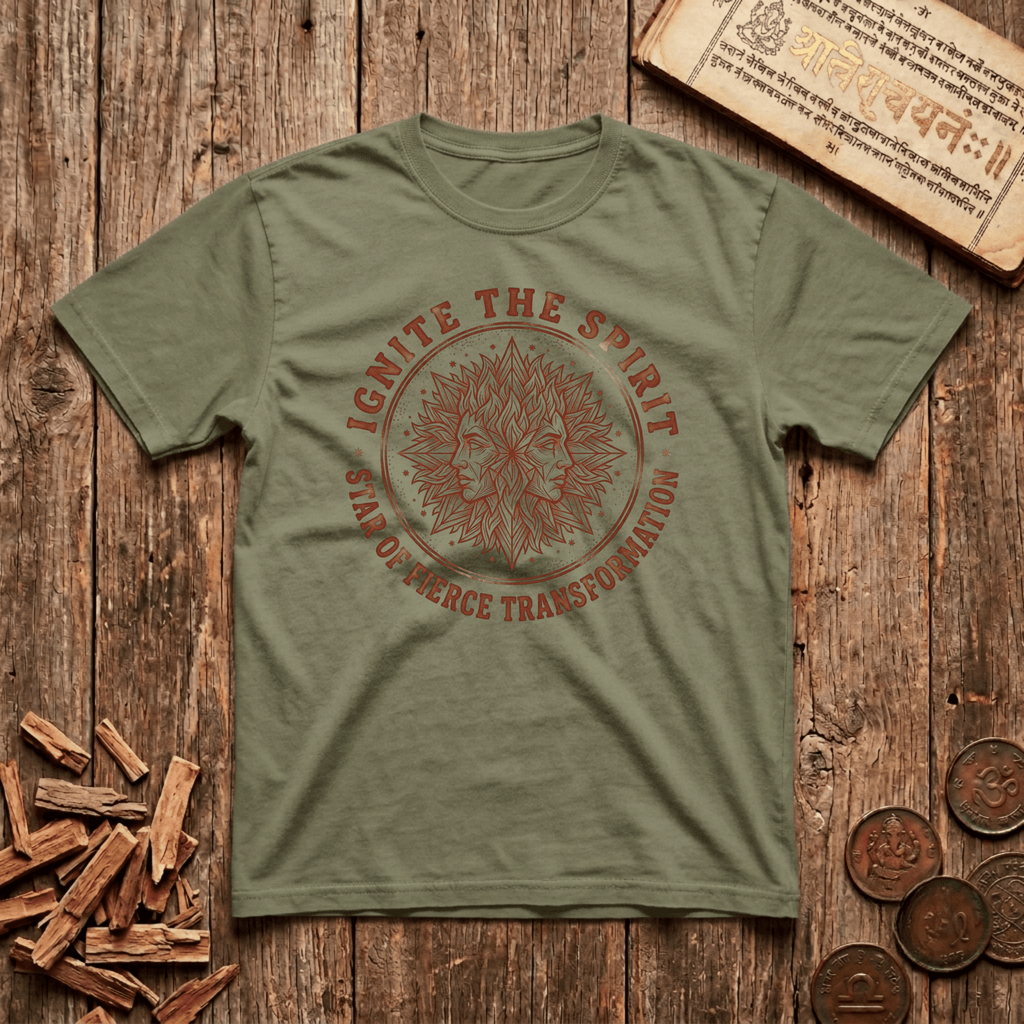 Purva Bhadrapada - Ignite The Spirit - Star of Fierce Transformation - Wood Cut - T-Shirt
