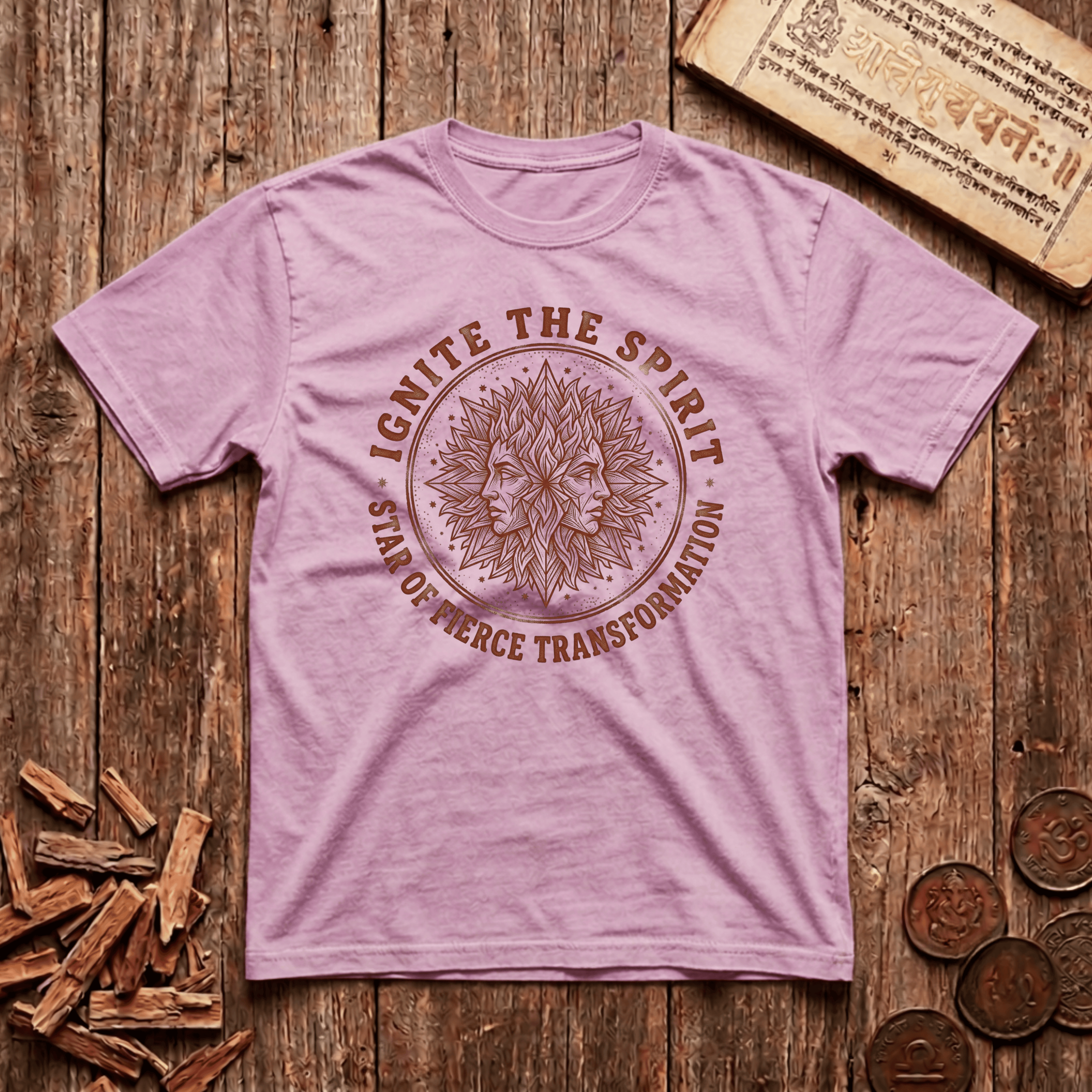 Purva Bhadrapada - Ignite The Spirit - Star of Fierce Transformation - Wood Cut - T-Shirt