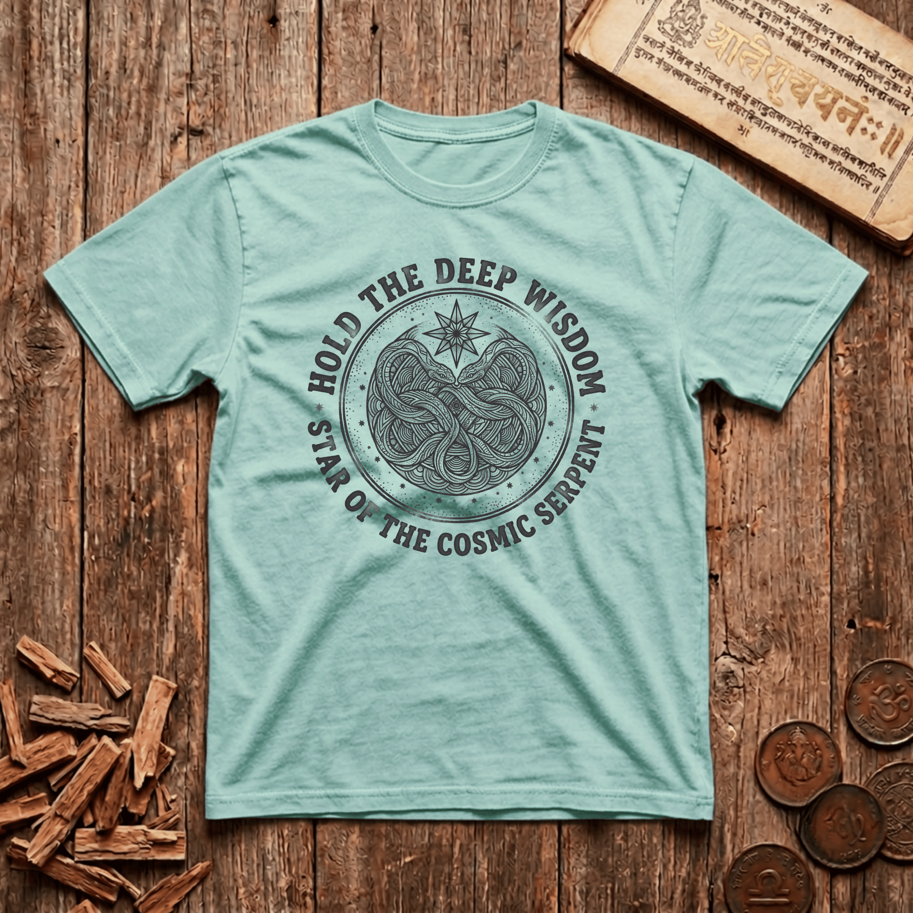 Uttara Bhadrapada - Hold The Deep Wisdom - Wood Cut - T-Shirt