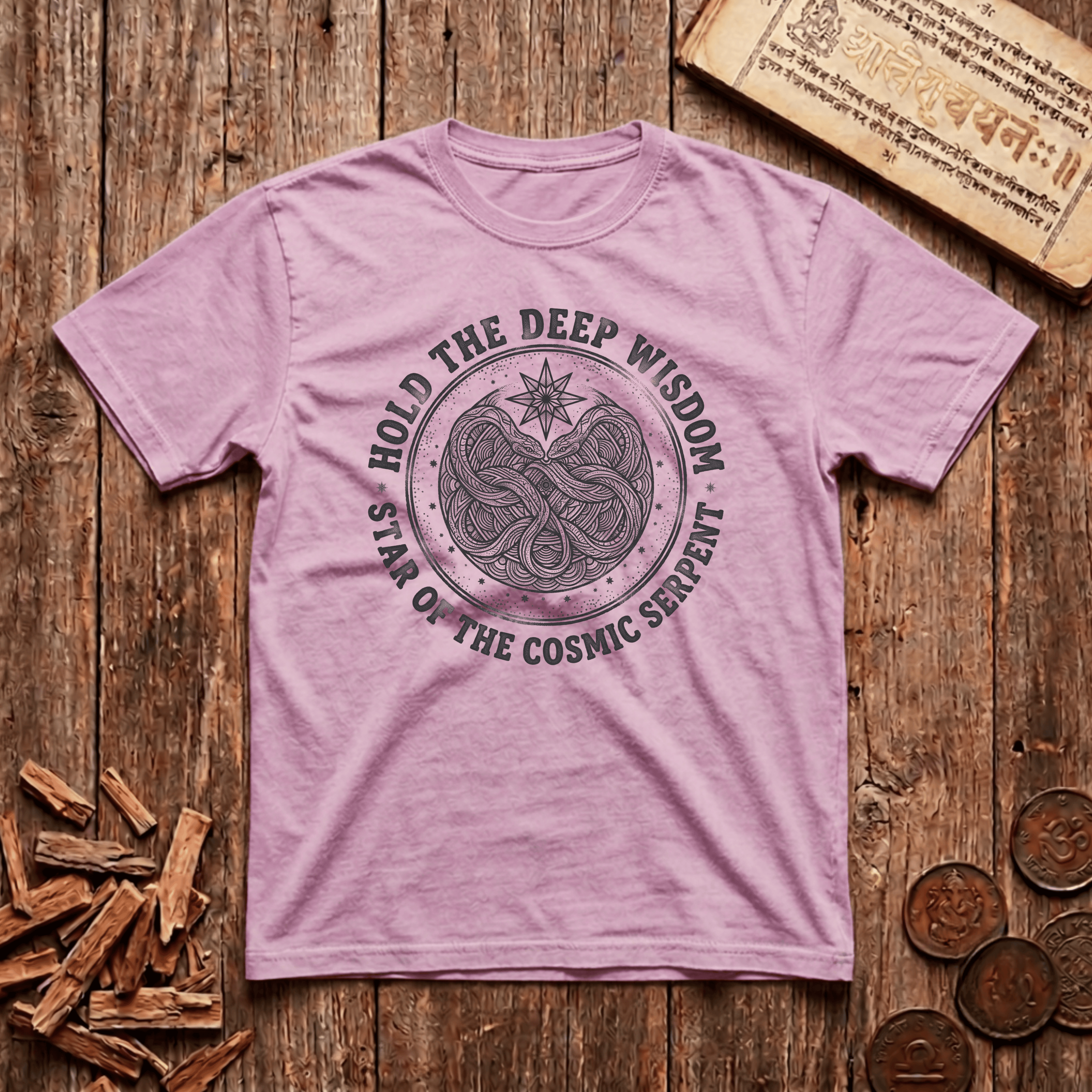 Uttara Bhadrapada - Hold The Deep Wisdom - Wood Cut - T-Shirt