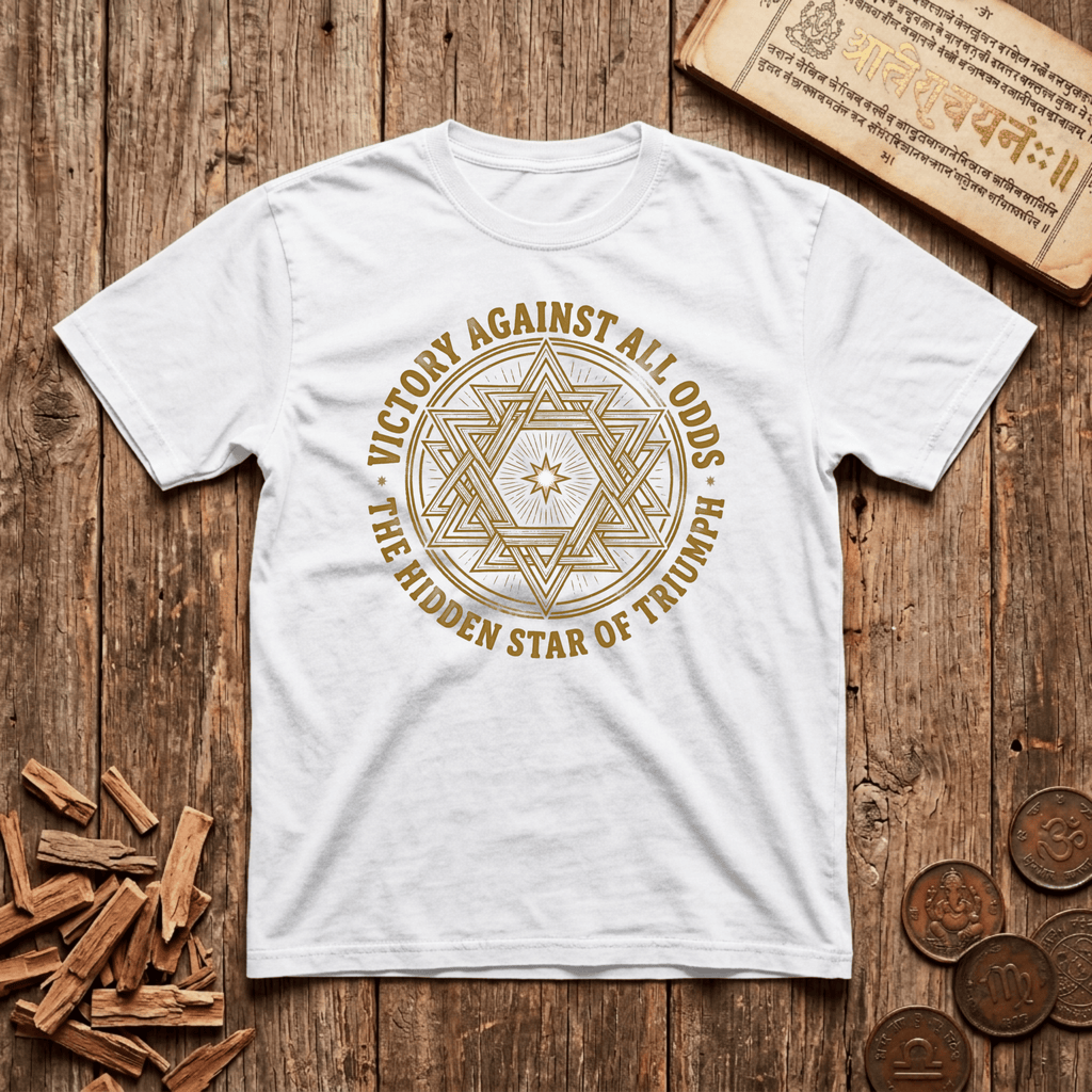 Abhijit - Victory Against All Odds - Hidden Star of Triumph - Wood Cut - T-Shirt