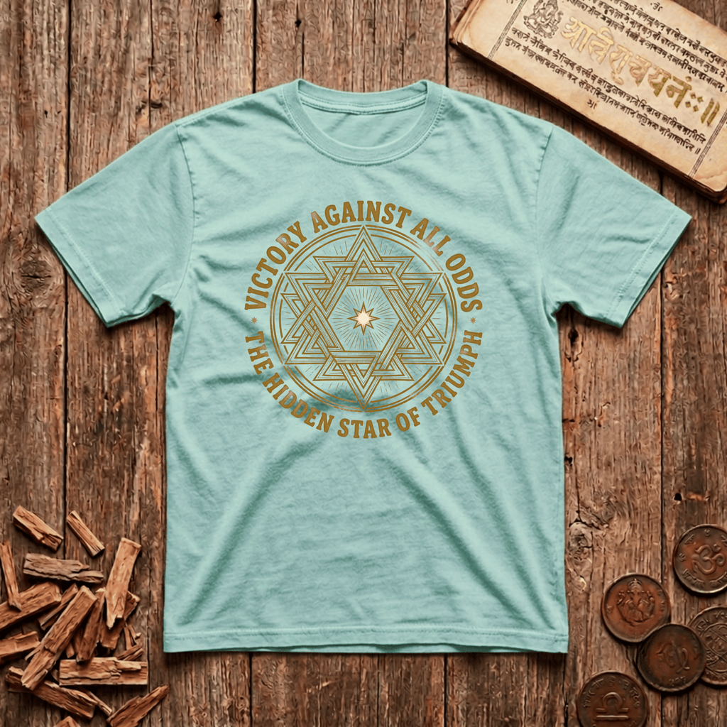 Abhijit - Victory Against All Odds - Hidden Star of Triumph - Wood Cut - T-Shirt
