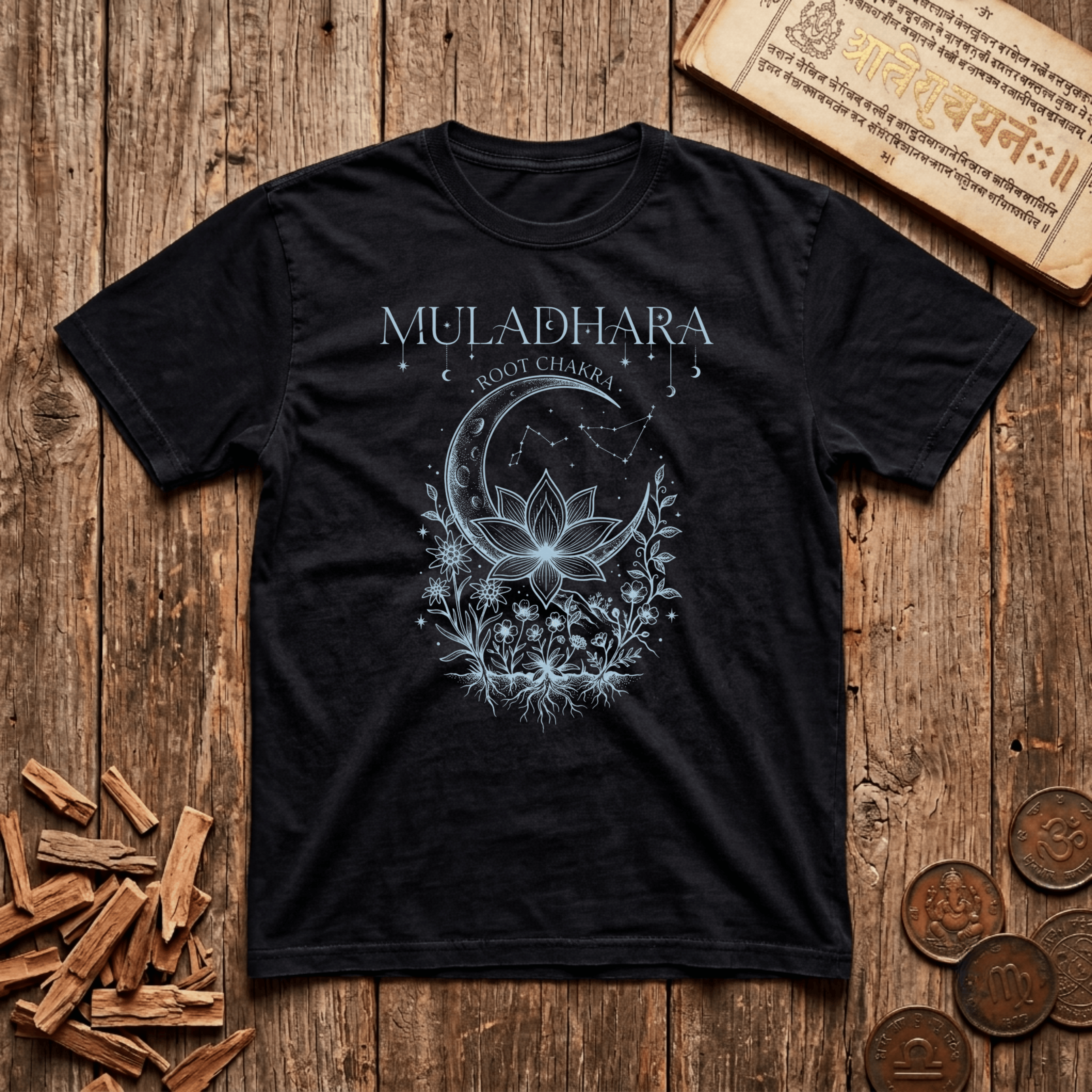 Root Chakra — Muladhara - Celestial Linework- T-Shirt