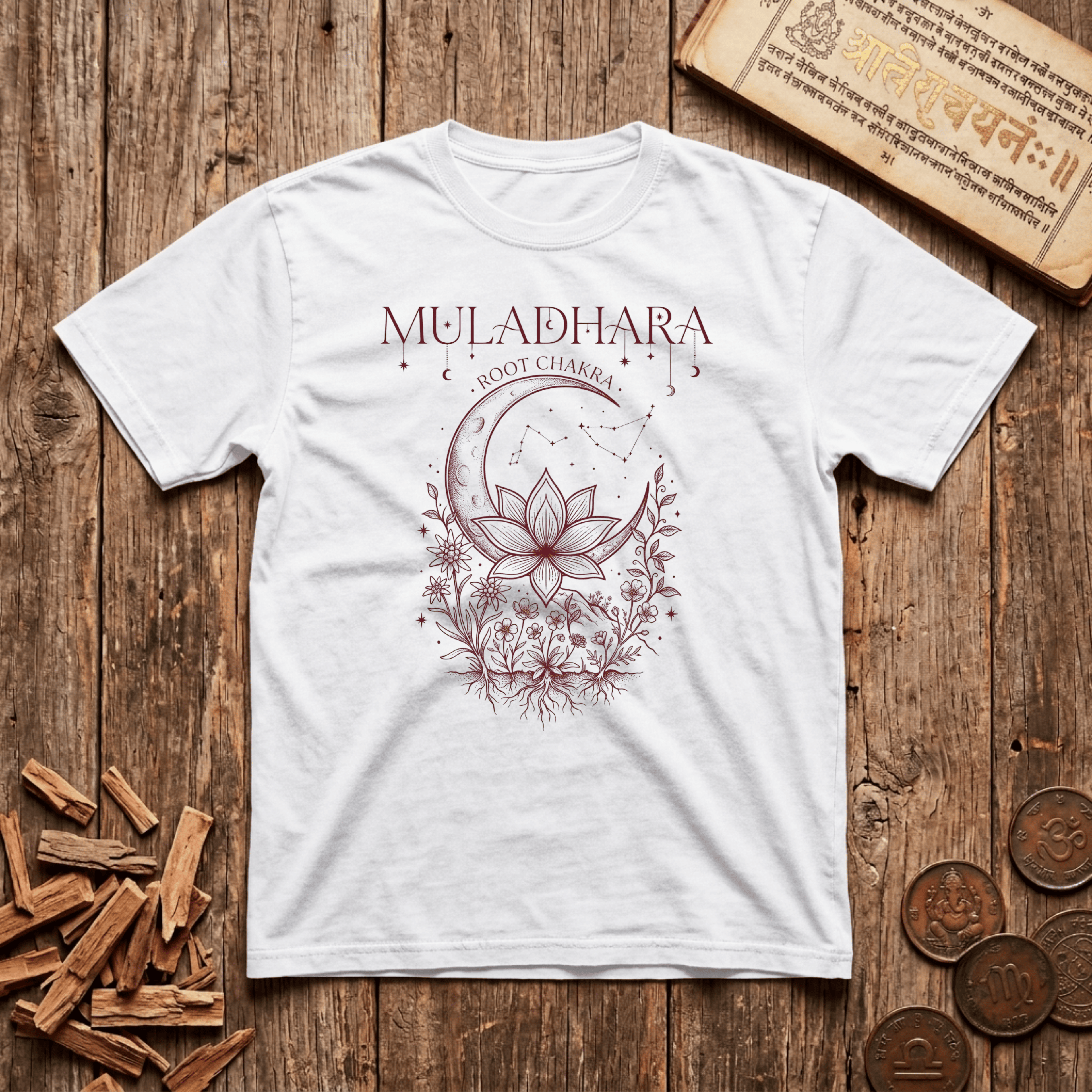 Root Chakra — Muladhara - Celestial Linework- T-Shirt