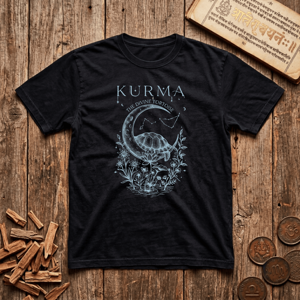 Kurma — The Divine Tortoise - Celestial Linework- T-Shirt