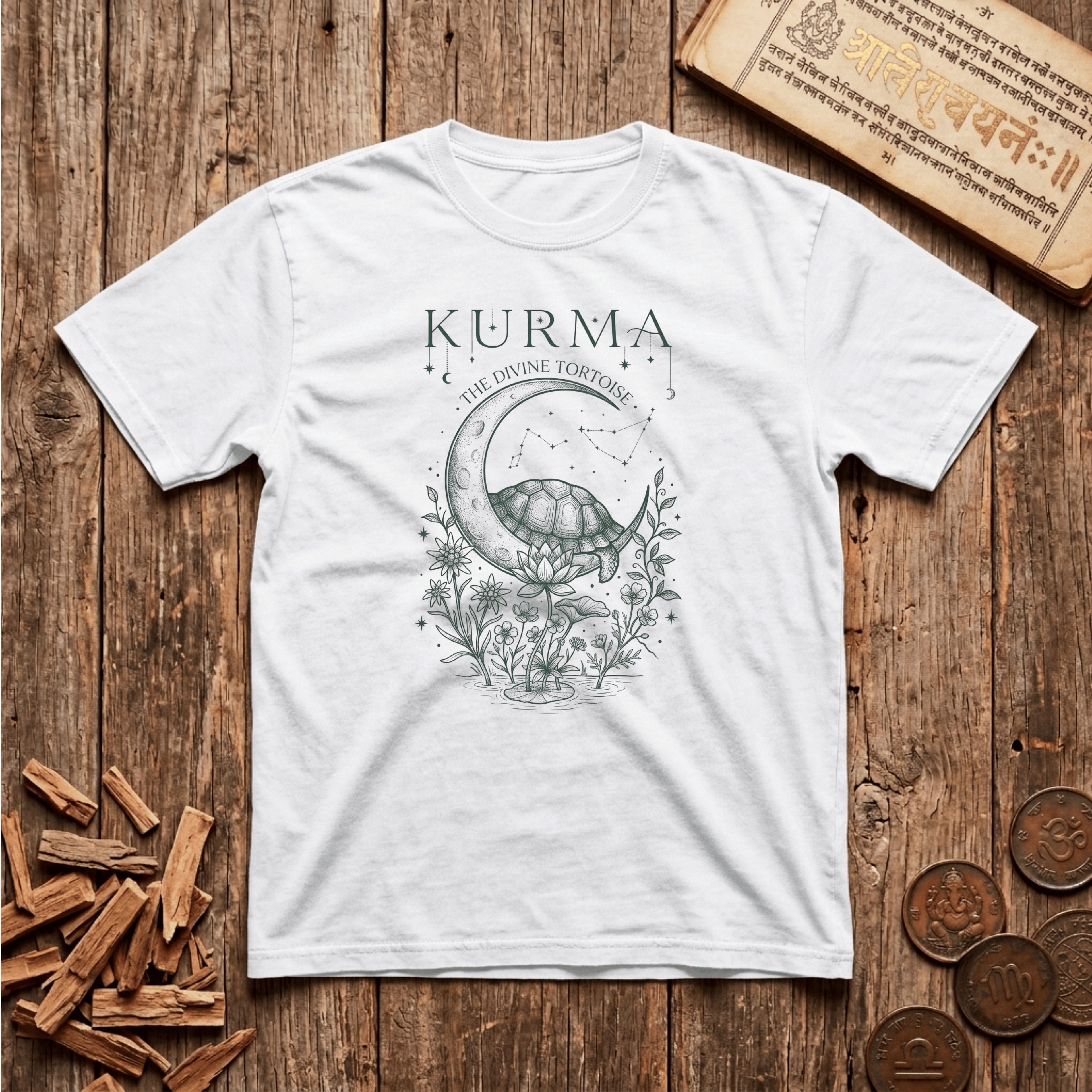 Kurma — The Divine Tortoise - Celestial Linework- T-Shirt