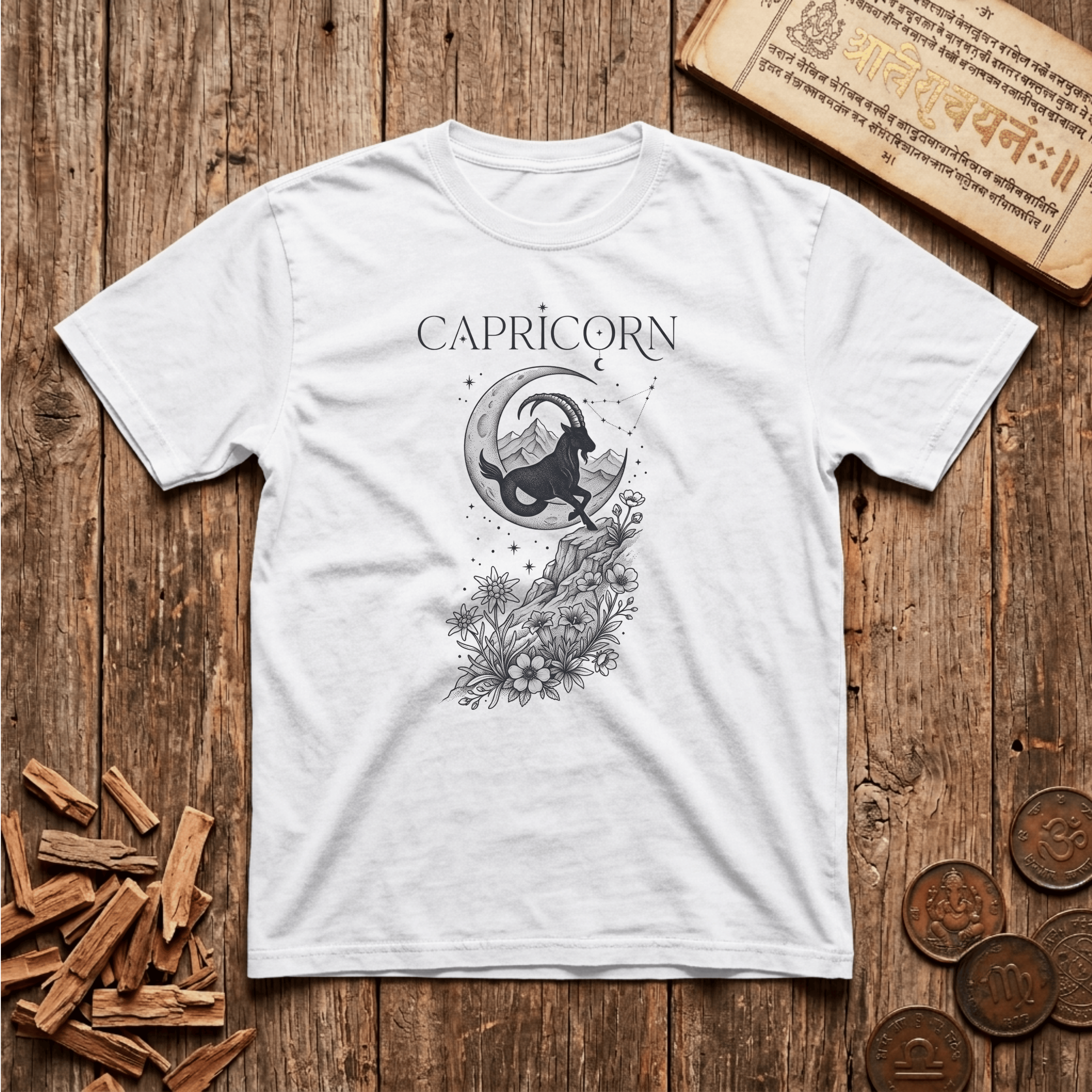 Capricorn — The Sea-Goat - Celestial Linework- T-Shirt