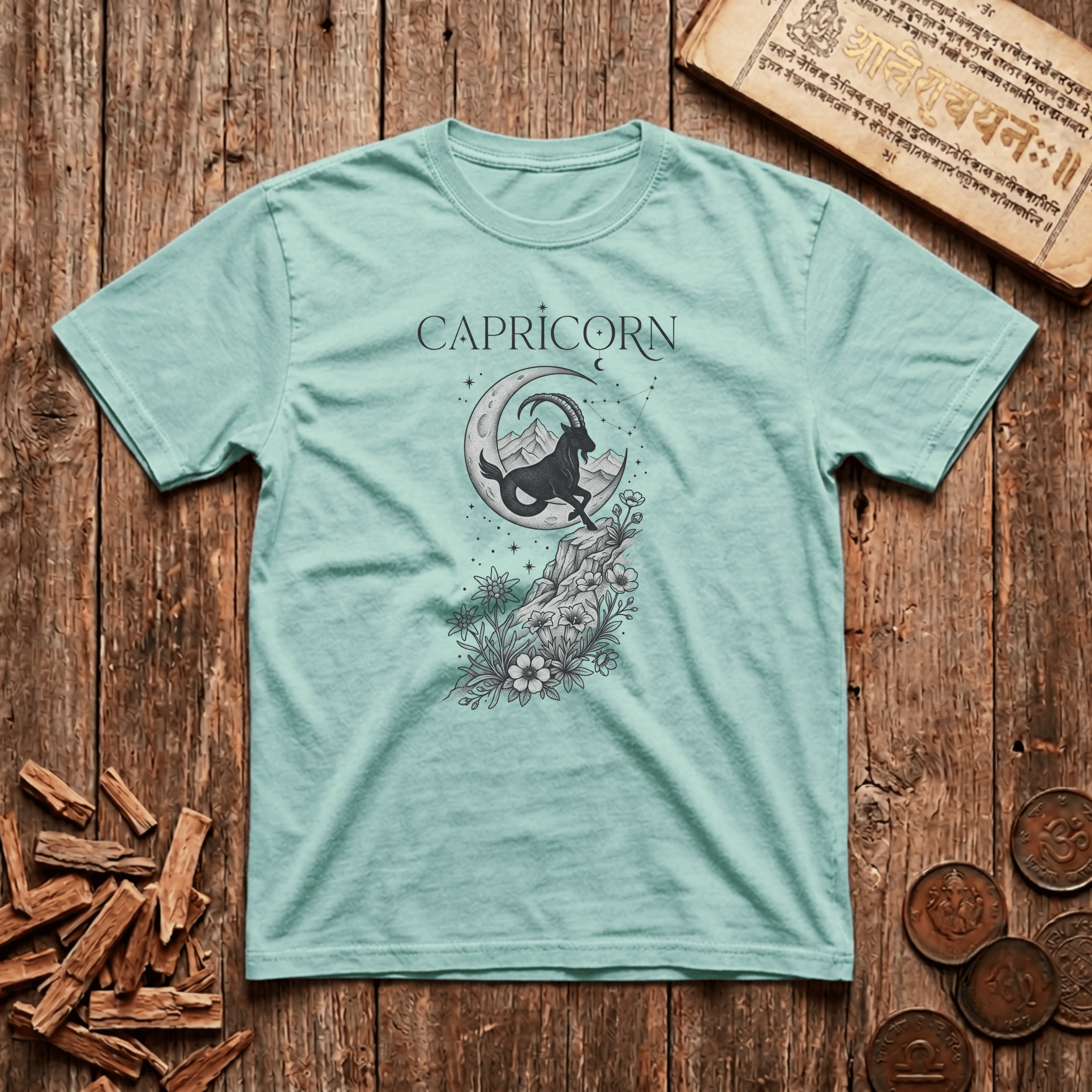 Capricorn — The Sea-Goat - Celestial Linework- T-Shirt
