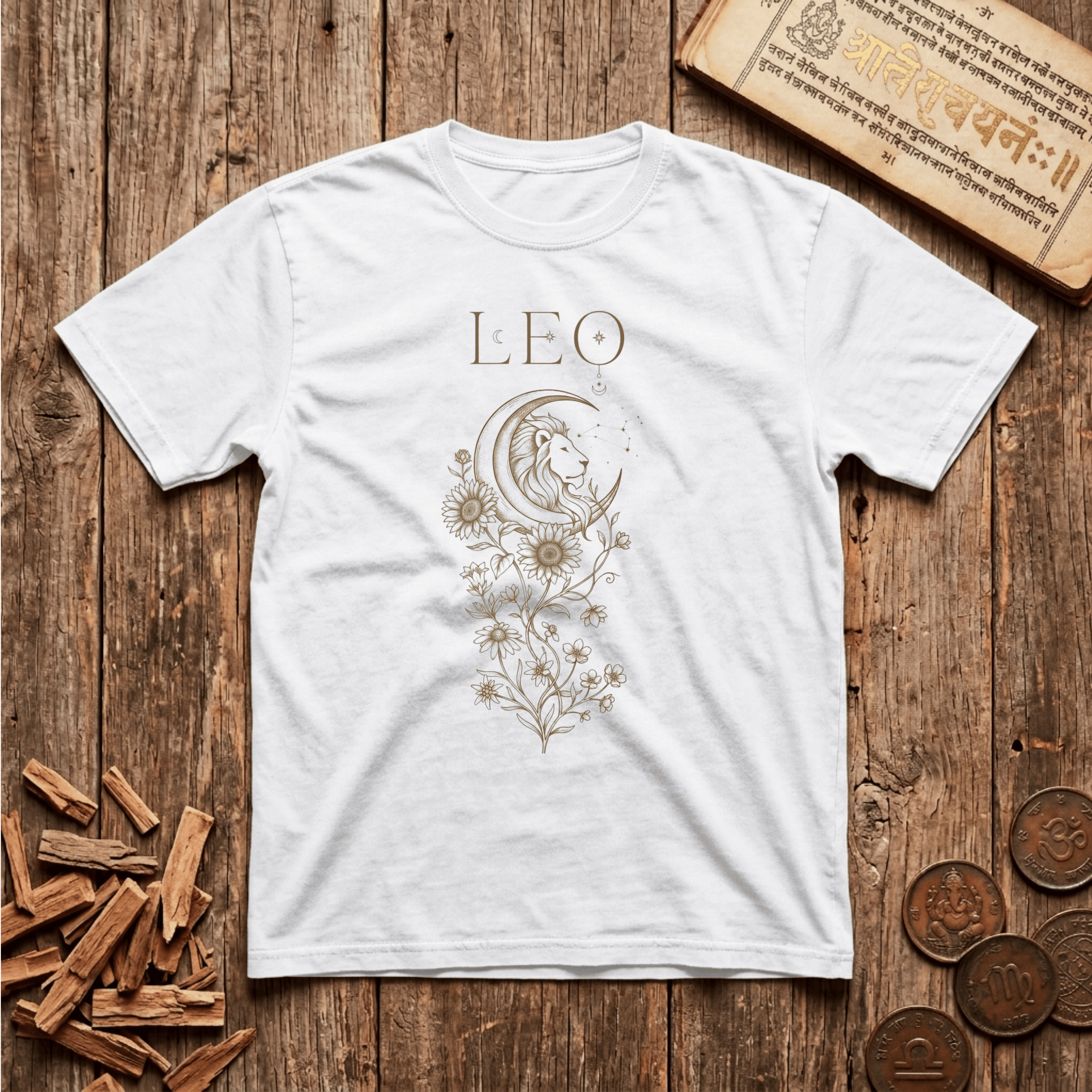 Leo — The Lion - Celestial Linework- T-Shirt