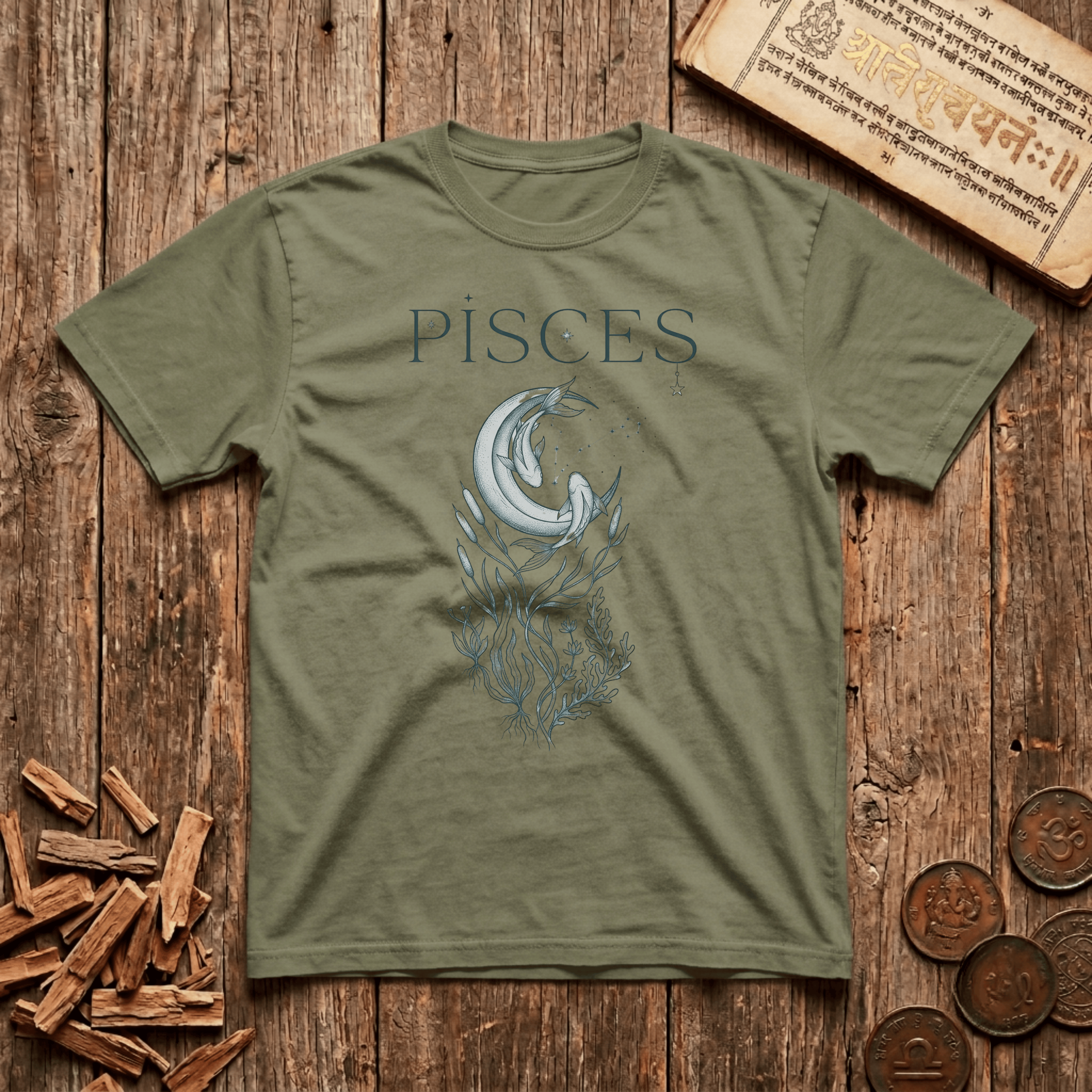 Pisces — The Twin Fish - Celestial Linework- T-Shirt
