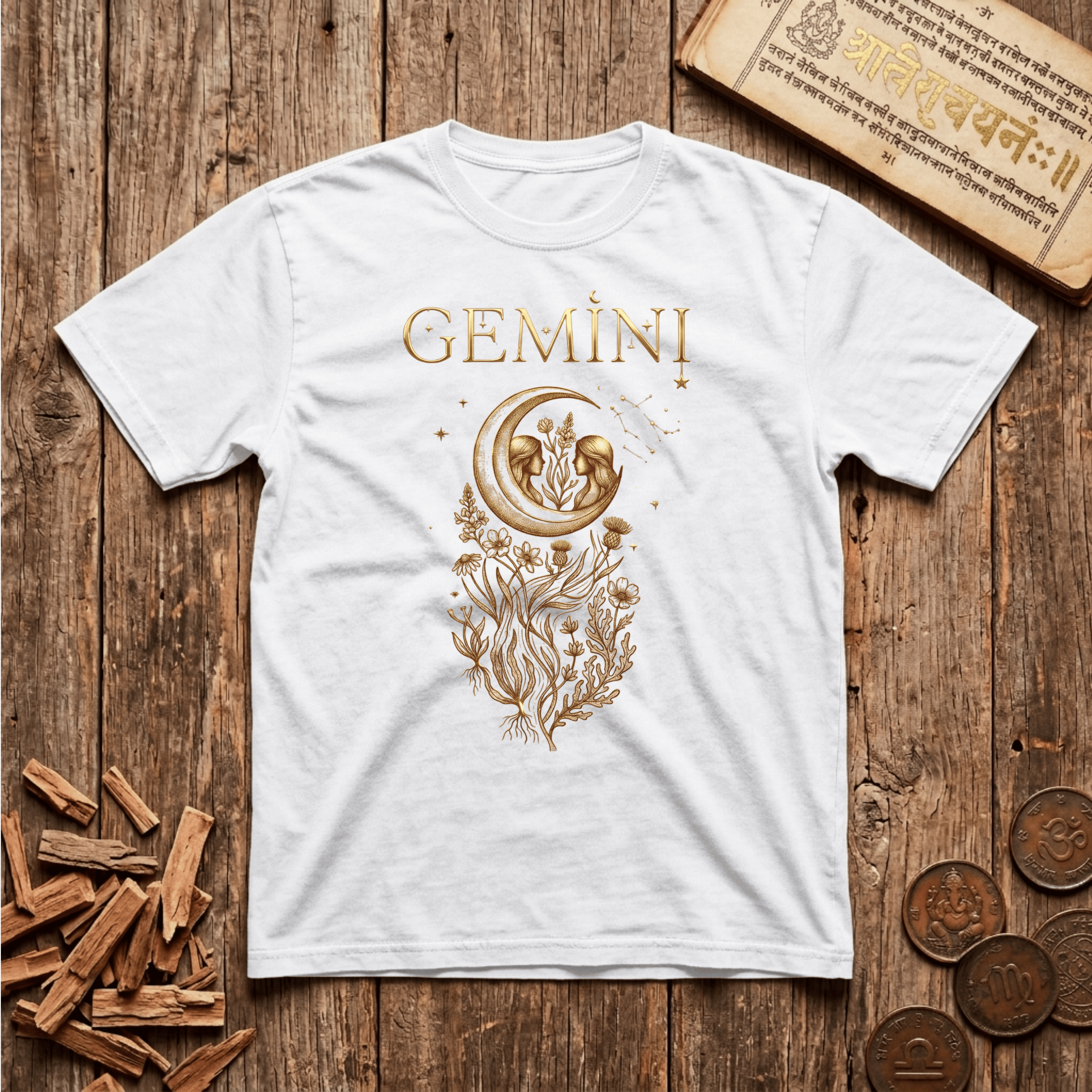 Gemini — The Twins - Celestial Linework- T-Shirt