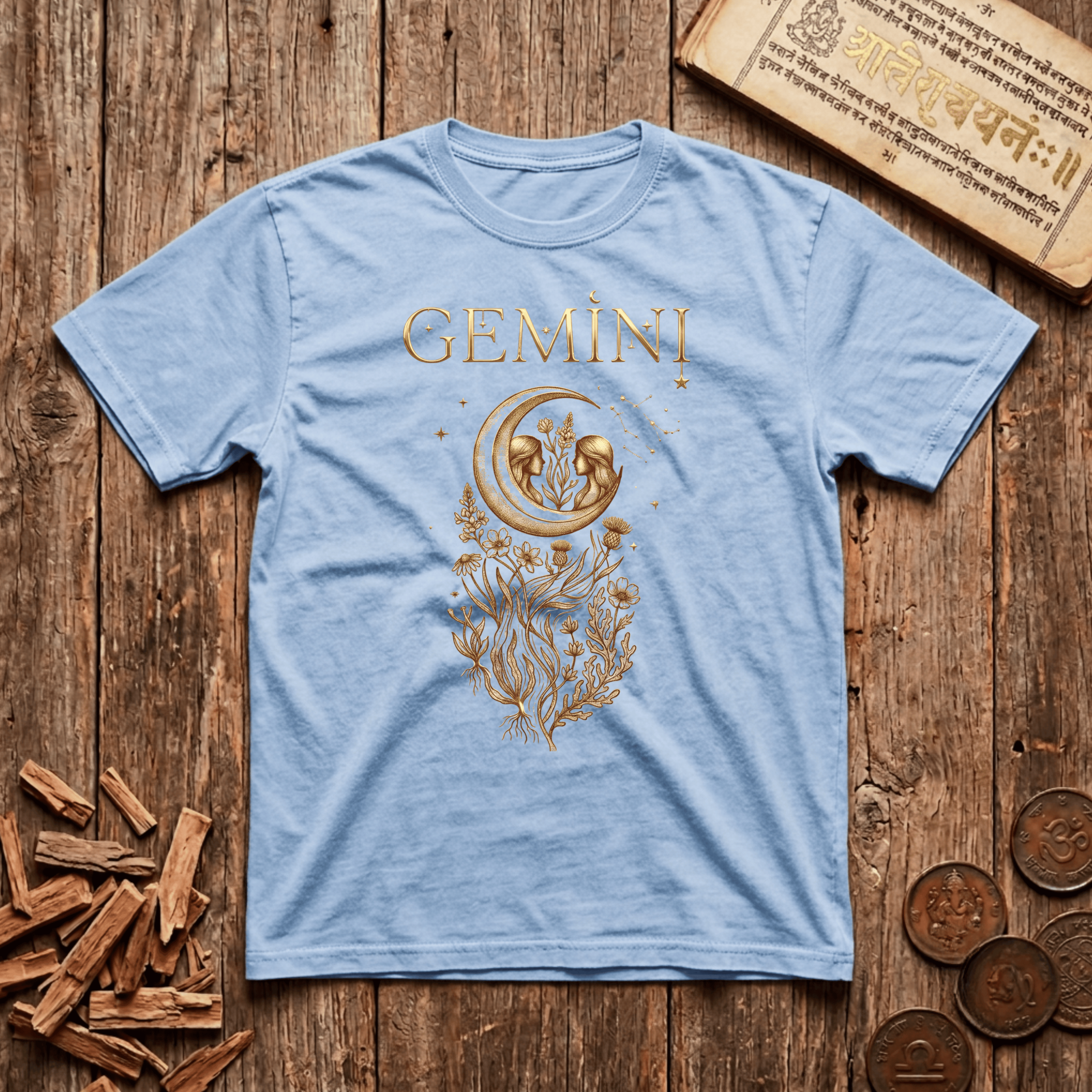 Gemini — The Twins - Celestial Linework- T-Shirt
