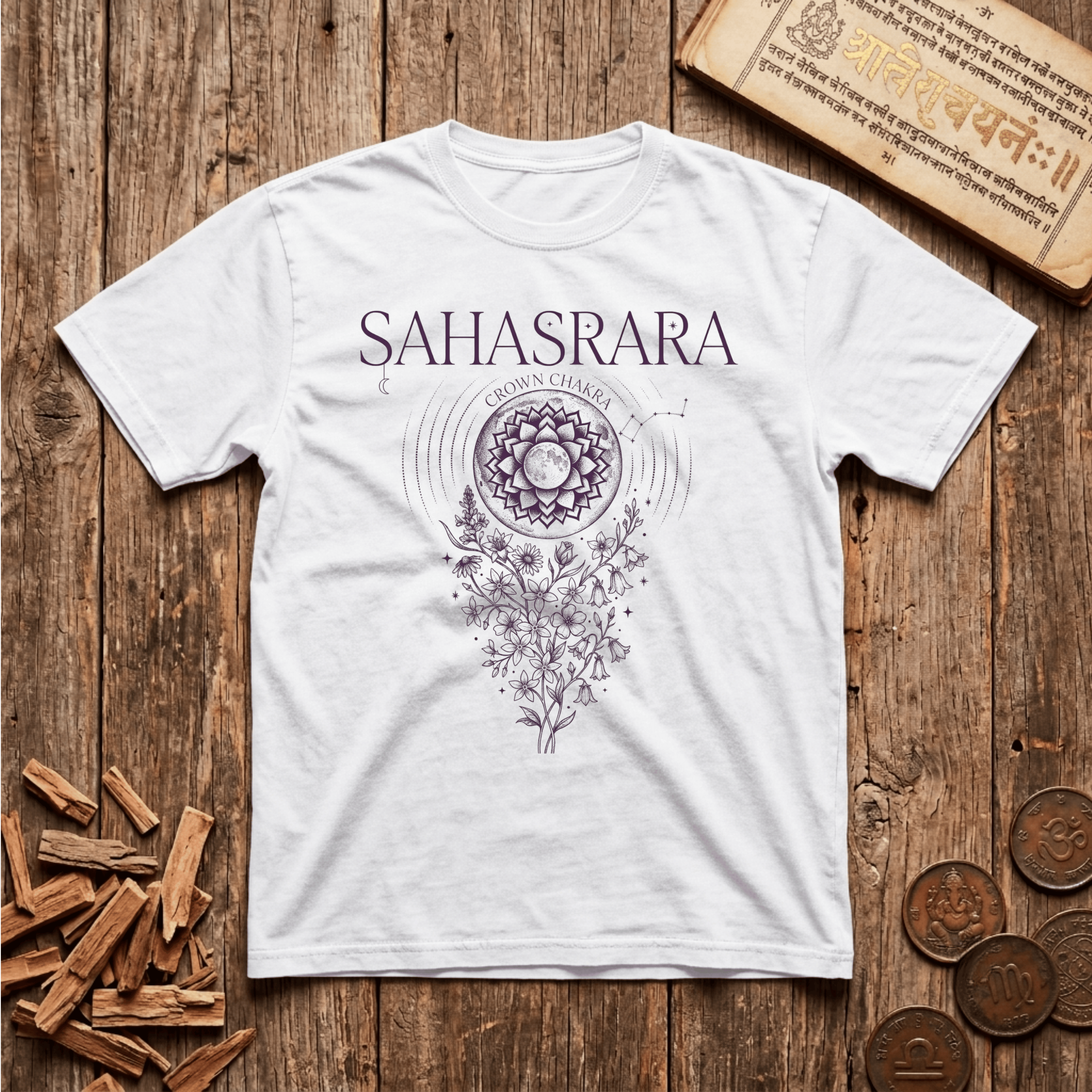Crown Chakra — Sahasrara - Celestial Linework- T-Shirt