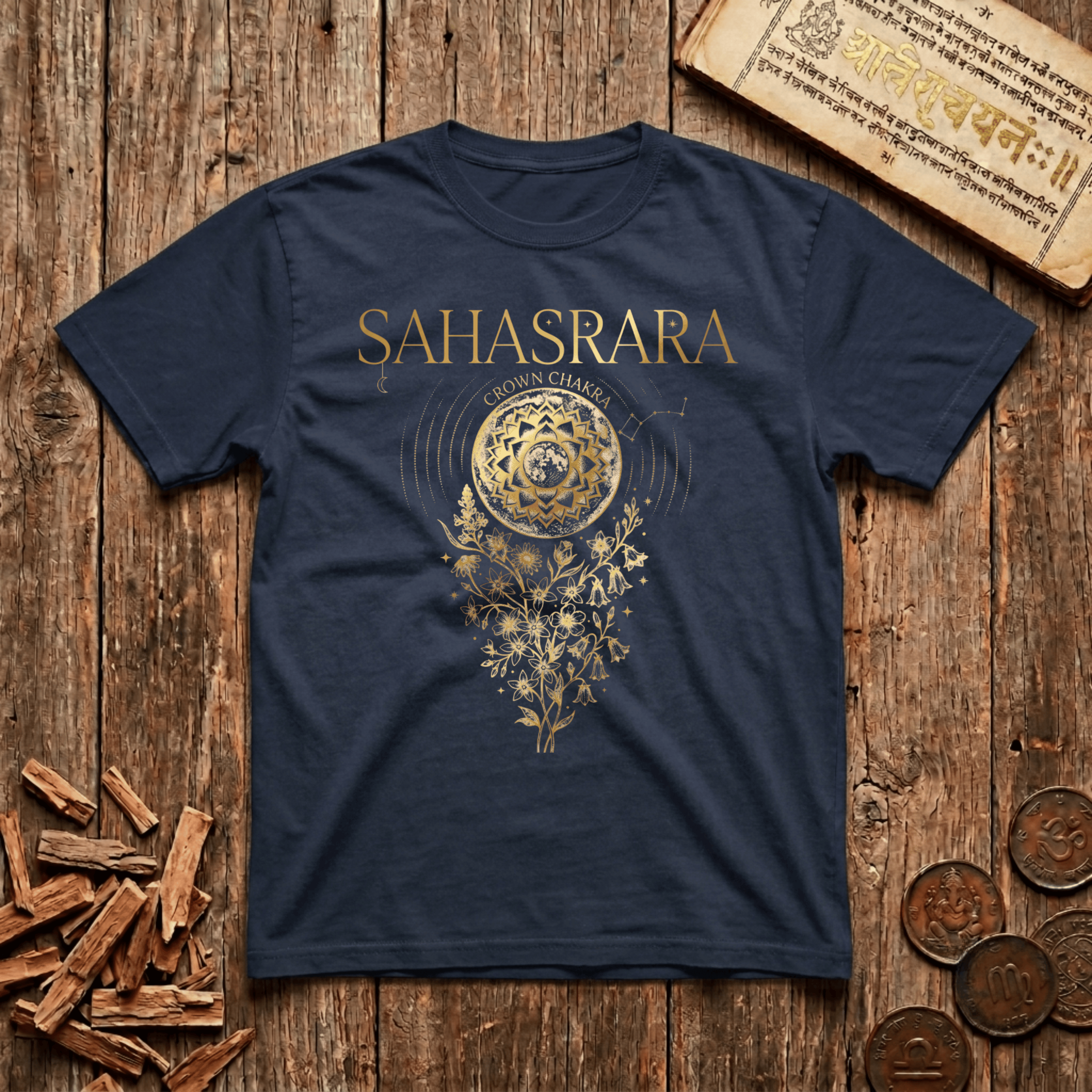 Crown Chakra — Sahasrara - Celestial Linework- T-Shirt