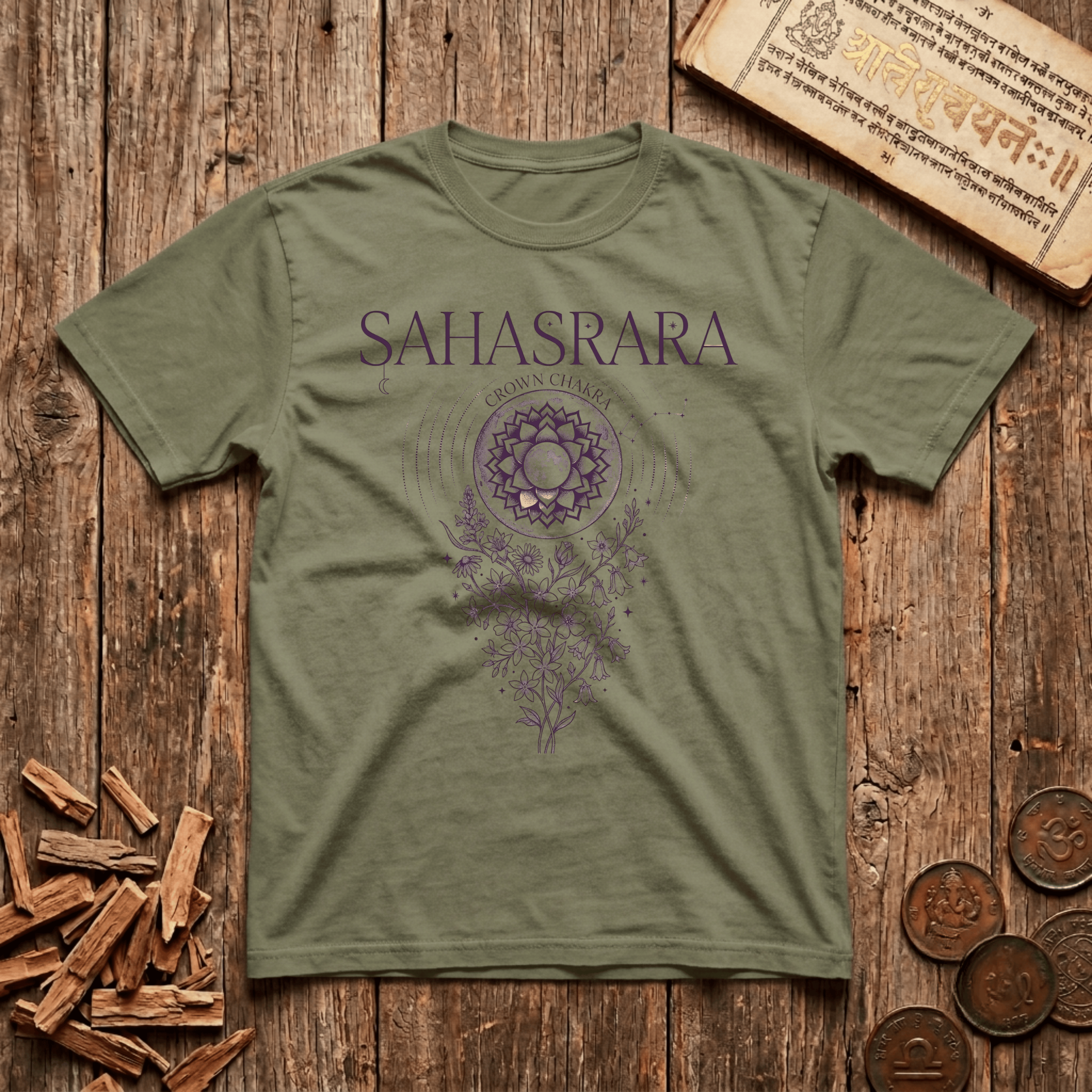 Crown Chakra — Sahasrara - Celestial Linework- T-Shirt
