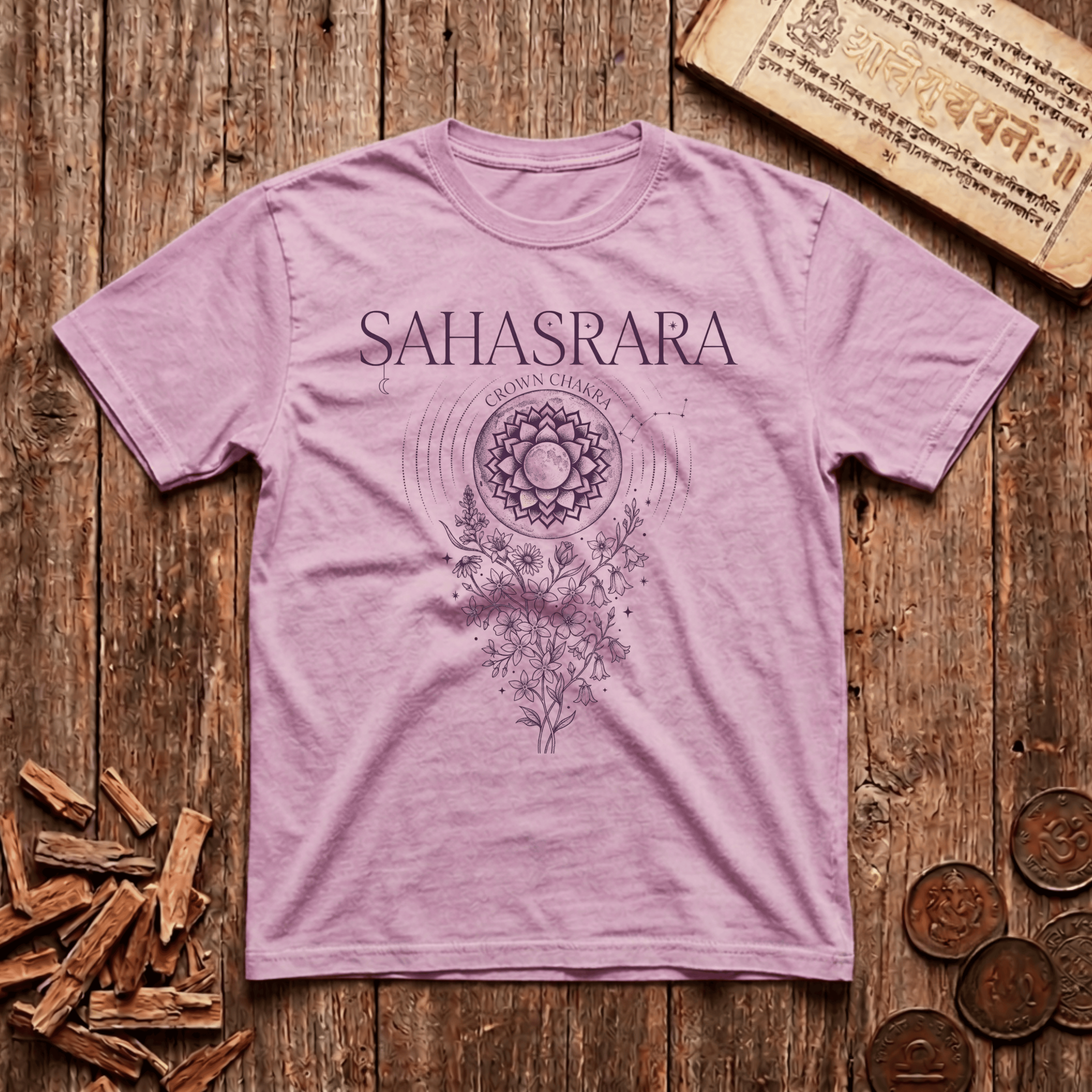 Crown Chakra — Sahasrara - Celestial Linework- T-Shirt