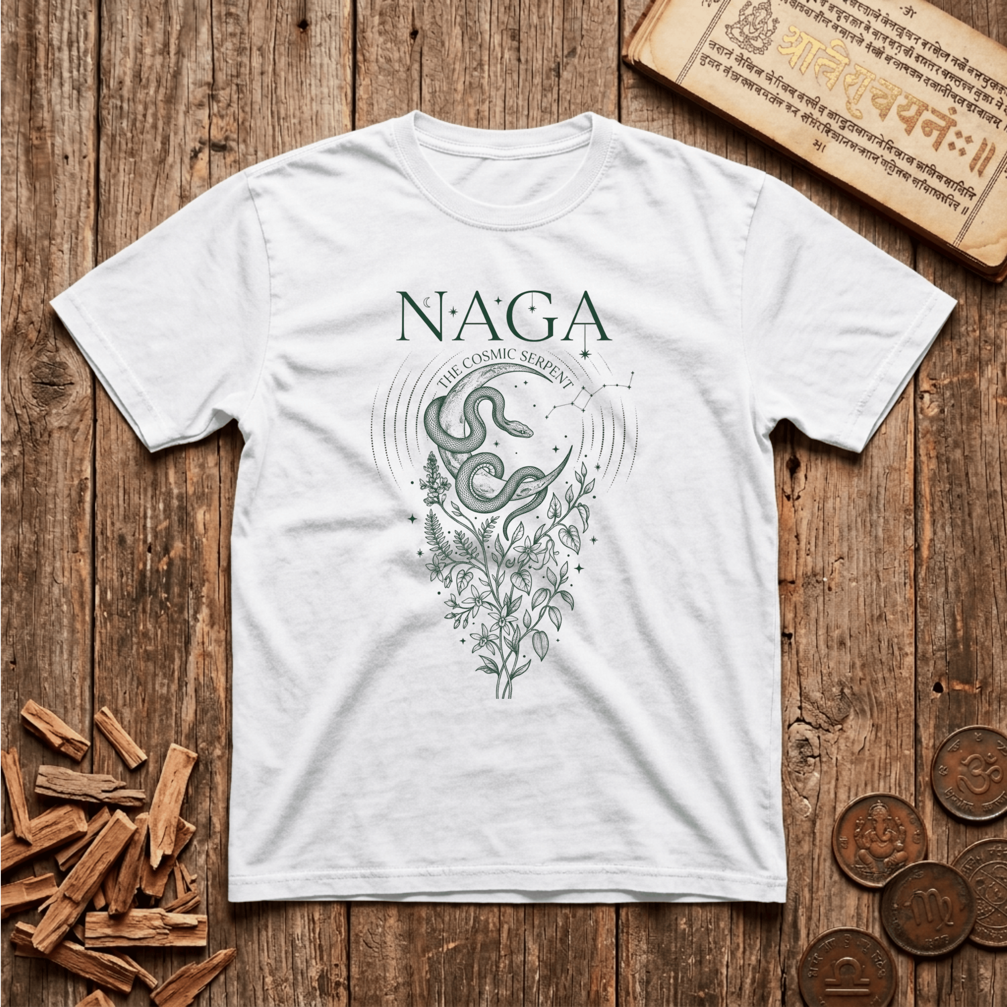 Naga — The Cosmic Serpent - Celestial Linework- T-Shirt