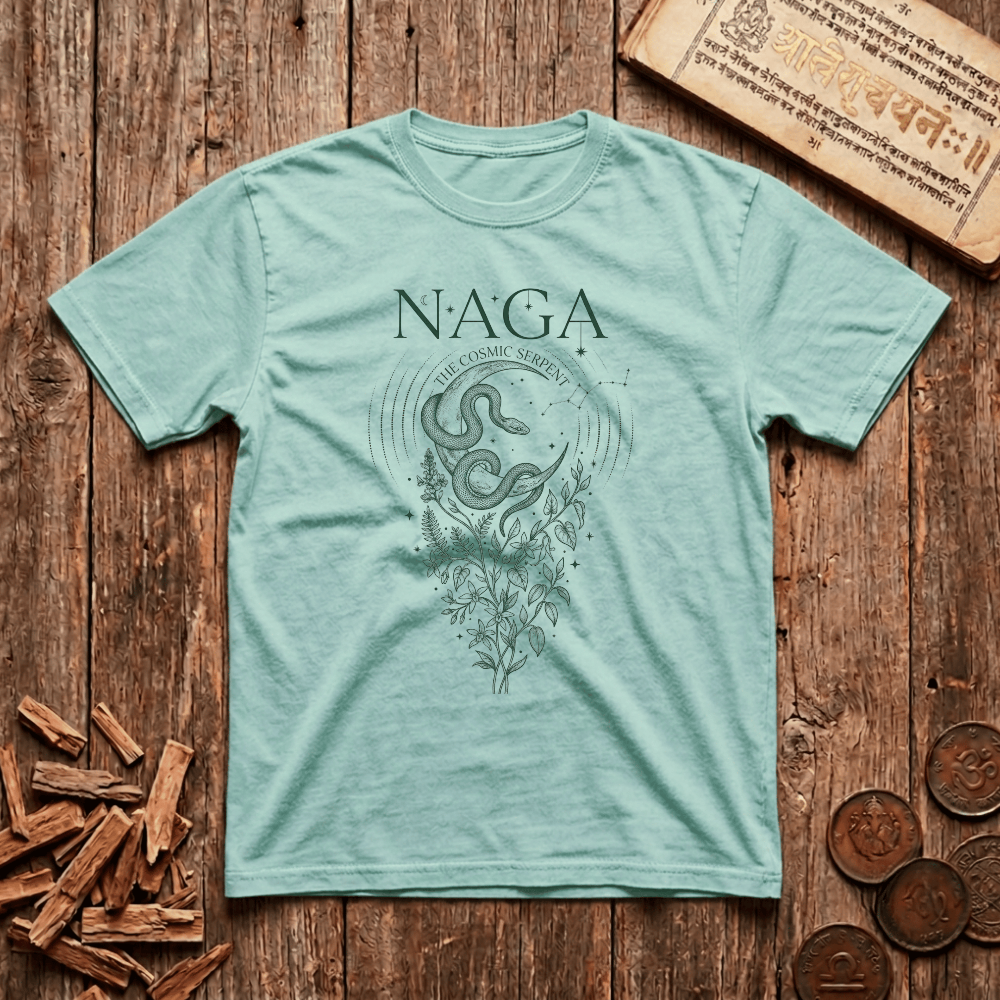 Naga — The Cosmic Serpent - Celestial Linework- T-Shirt