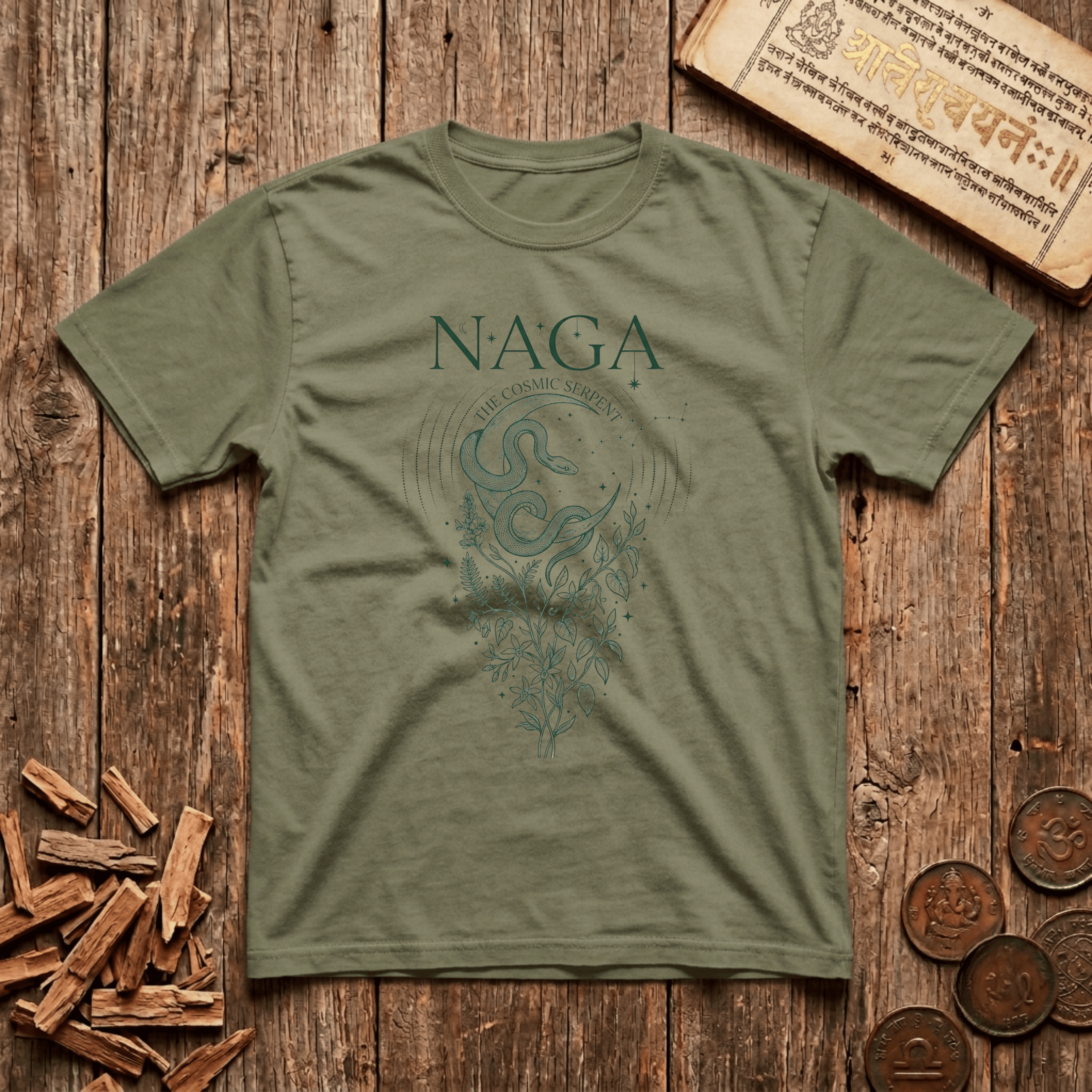 Naga — The Cosmic Serpent - Celestial Linework- T-Shirt