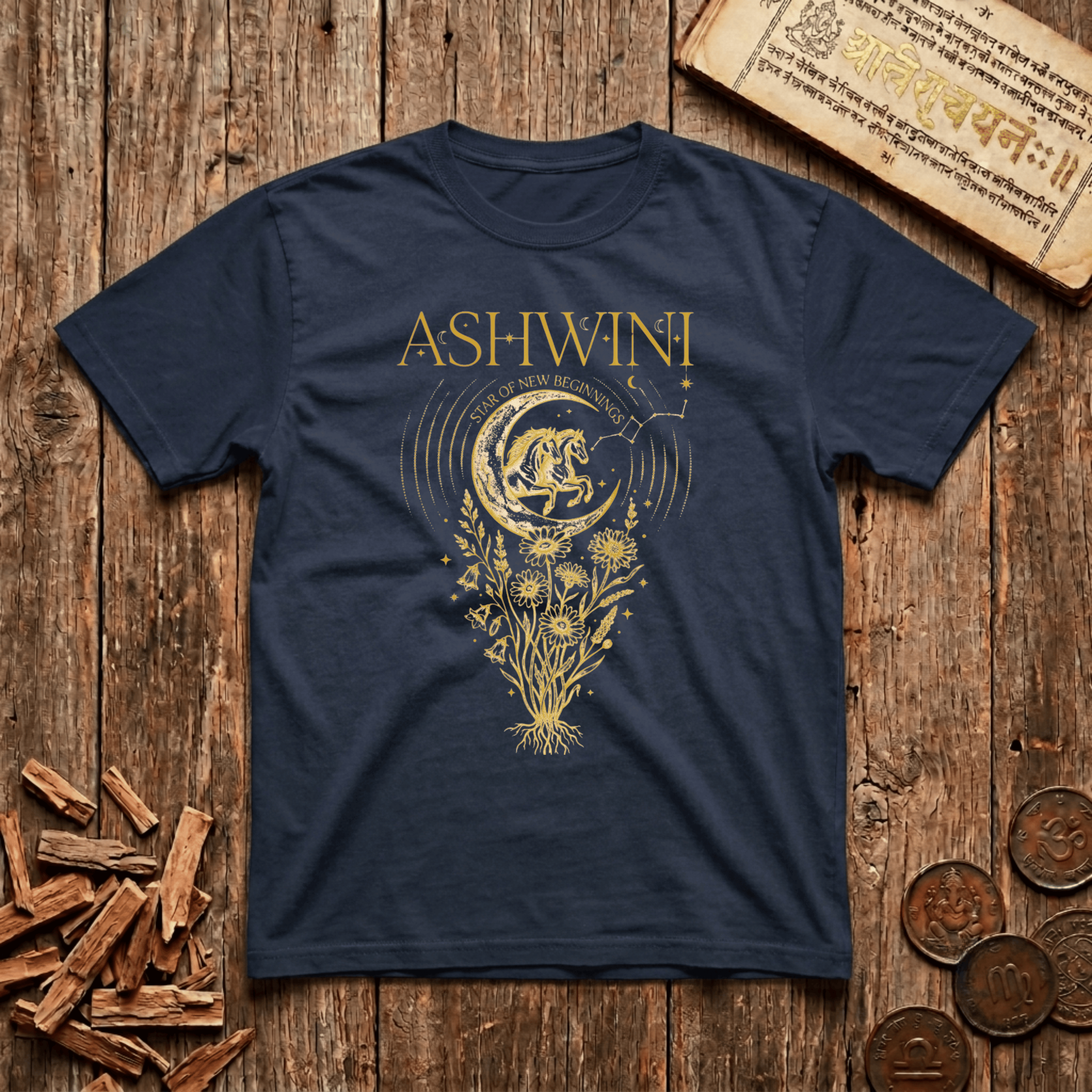 Ashwini - Star of New Beginnings - Celestial Linework- T-Shirt