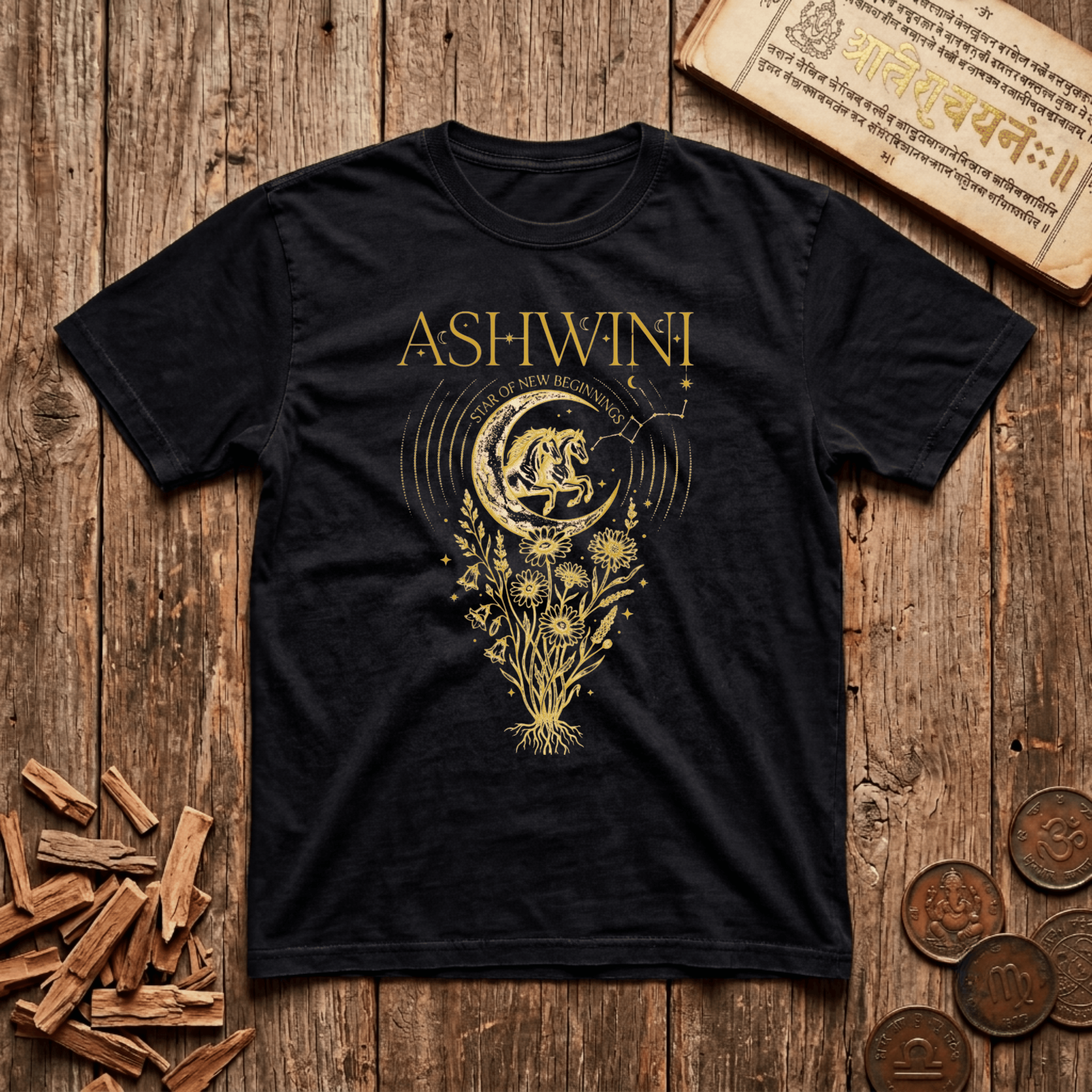 Ashwini - Star of New Beginnings - Celestial Linework- T-Shirt