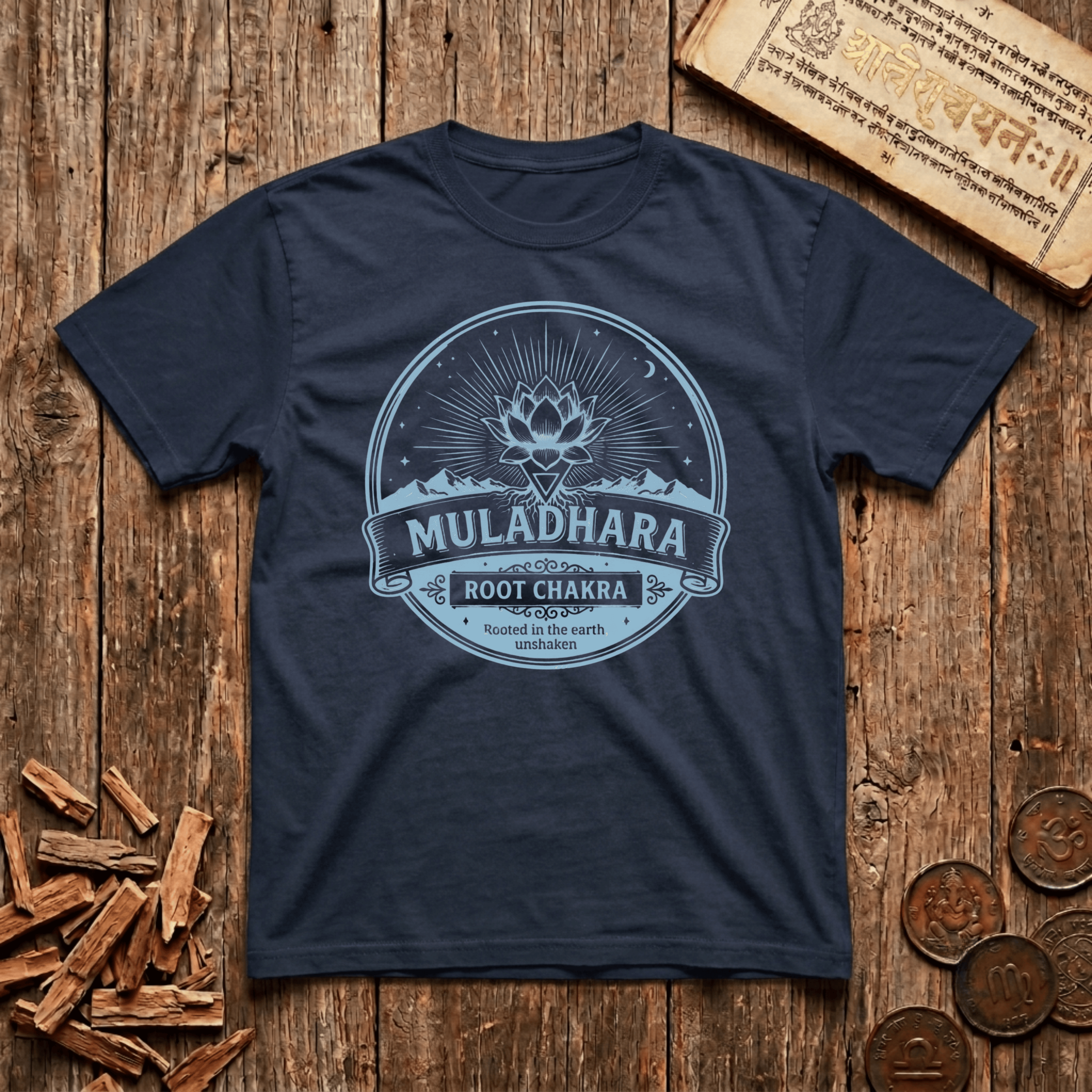 Root Chakra — Muladhara - Rooted in the Earth, Unshaken - Retro Emblem - T-Shirt