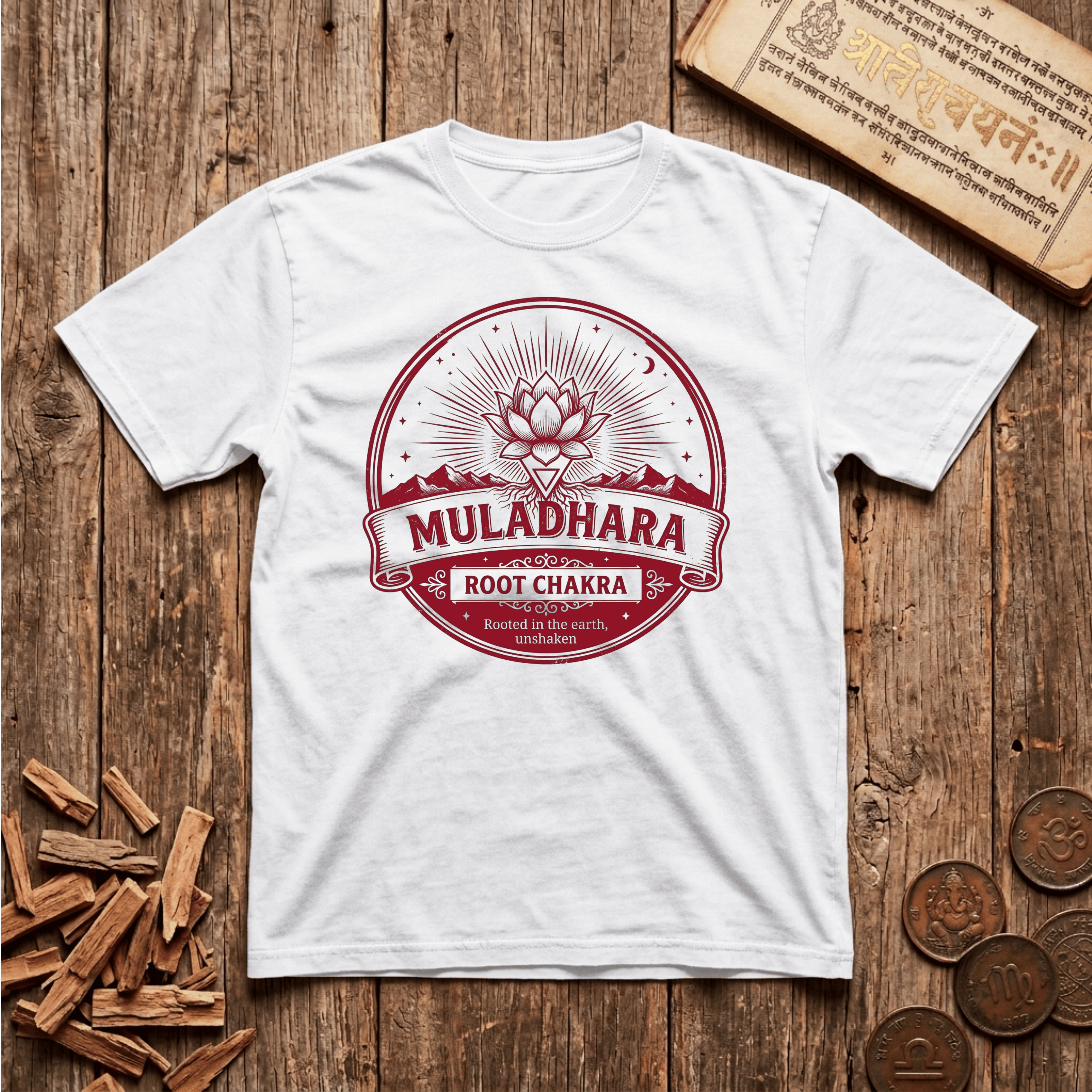 Root Chakra — Muladhara - Rooted in the Earth, Unshaken - Retro Emblem - T-Shirt