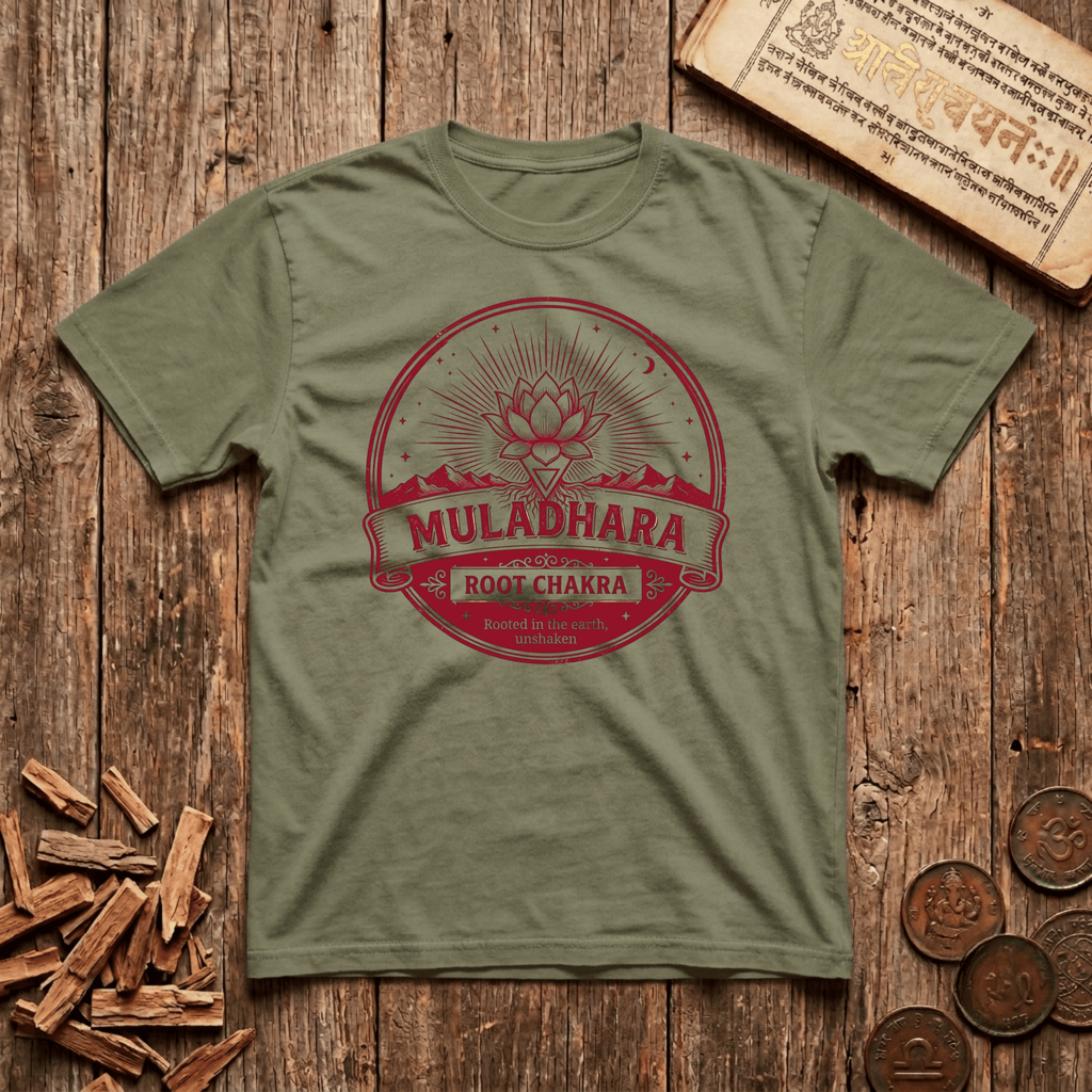 Root Chakra — Muladhara - Rooted in the Earth, Unshaken - Retro Emblem - T-Shirt