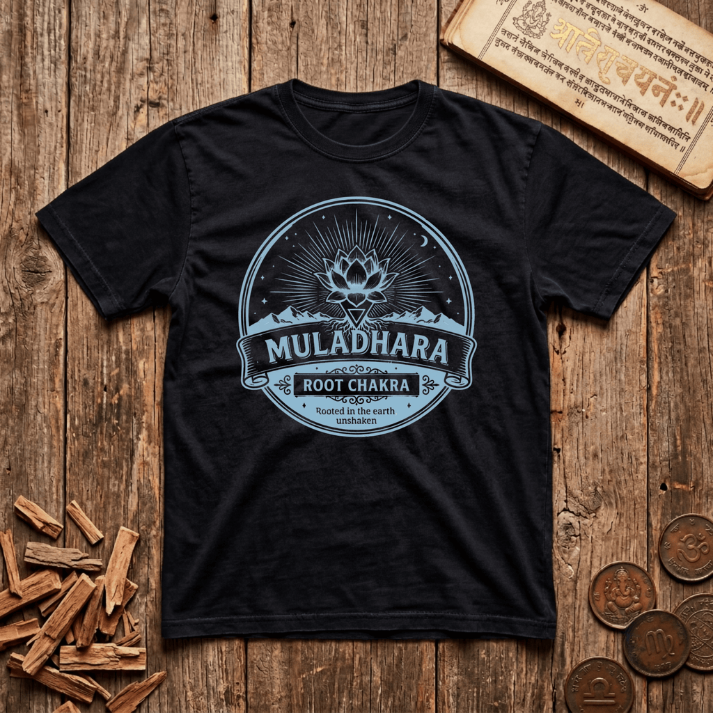 Root Chakra — Muladhara - Rooted in the Earth, Unshaken - Retro Emblem - T-Shirt