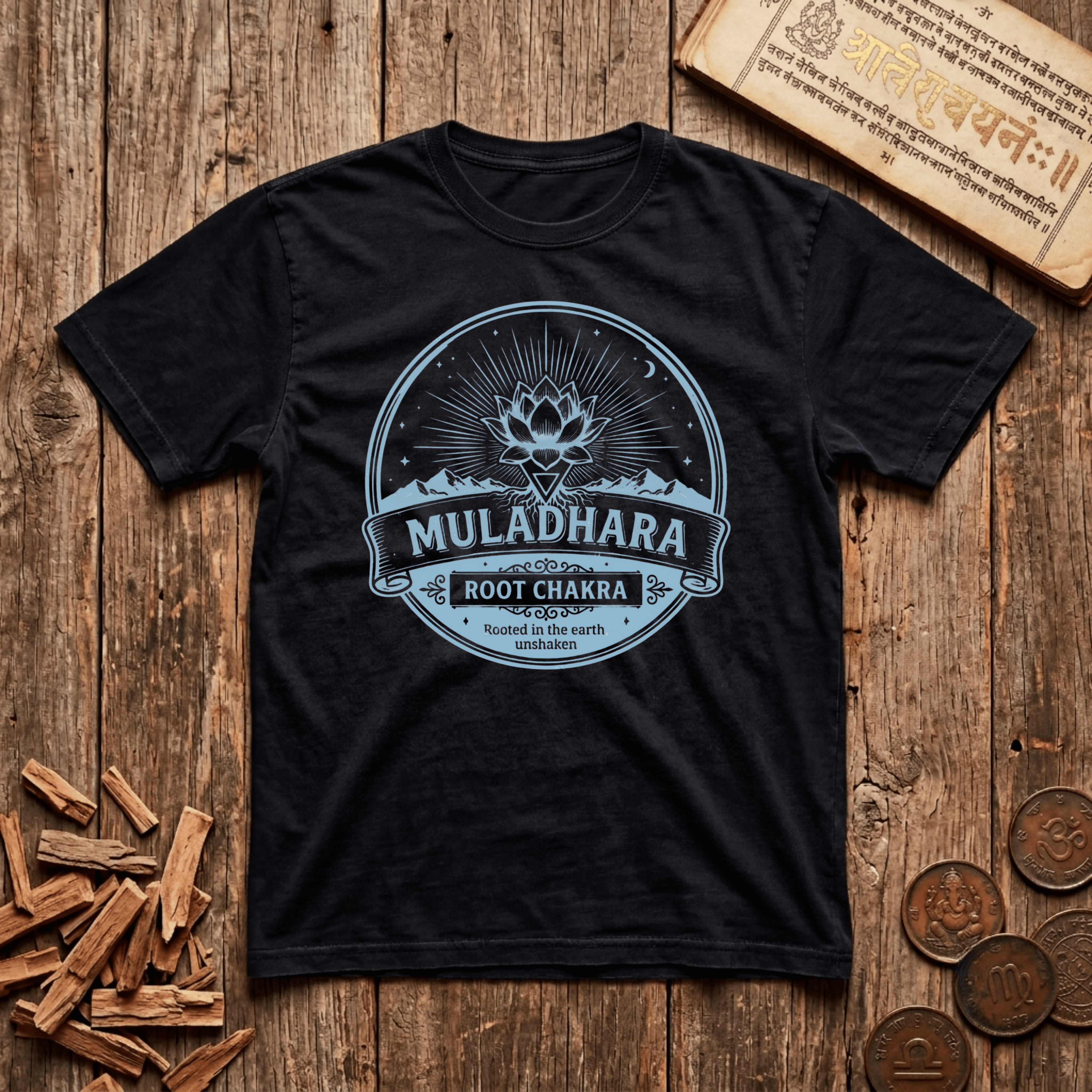 Root Chakra — Muladhara - Rooted in the Earth, Unshaken - Retro Emblem - T-Shirt