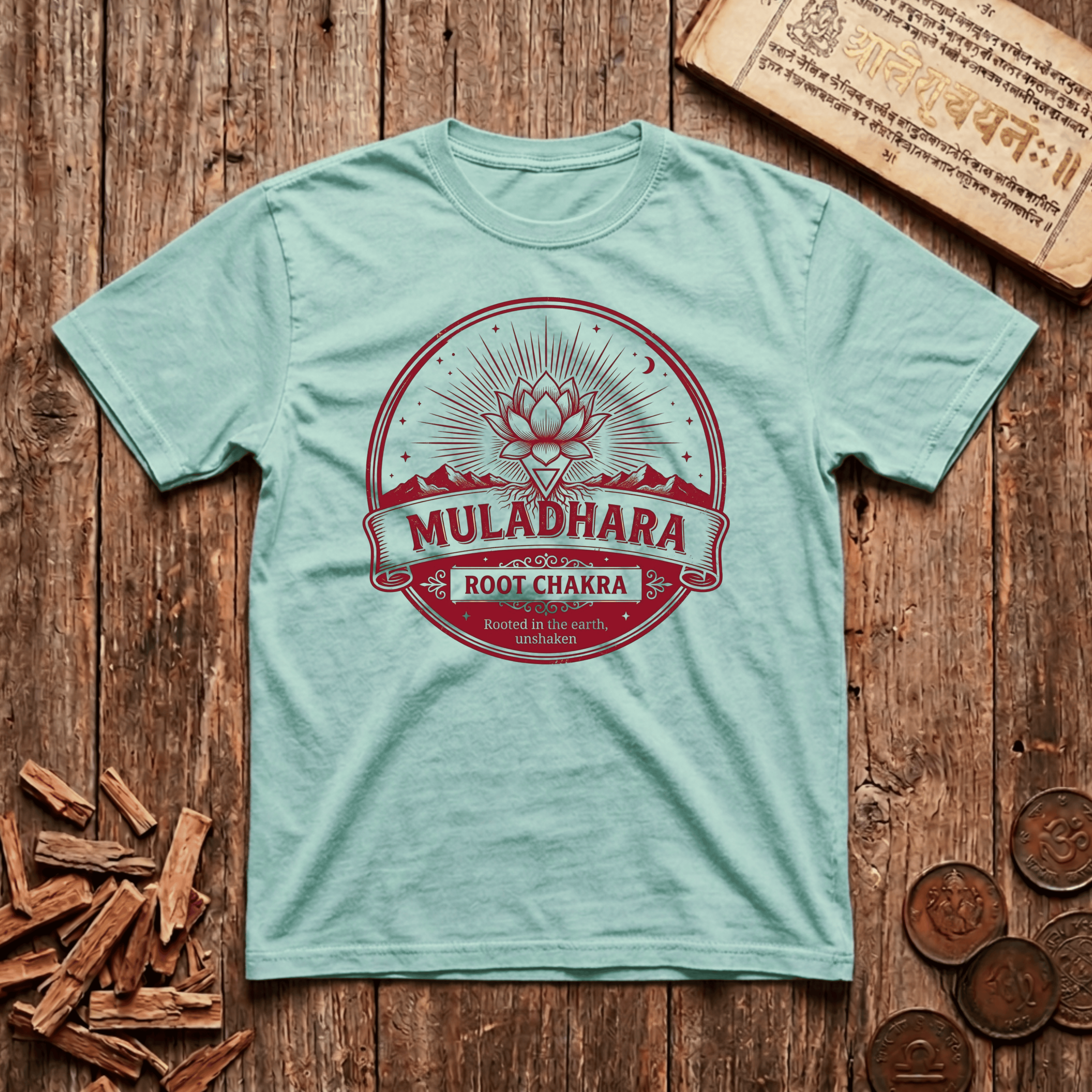 Root Chakra — Muladhara - Rooted in the Earth, Unshaken - Retro Emblem - T-Shirt