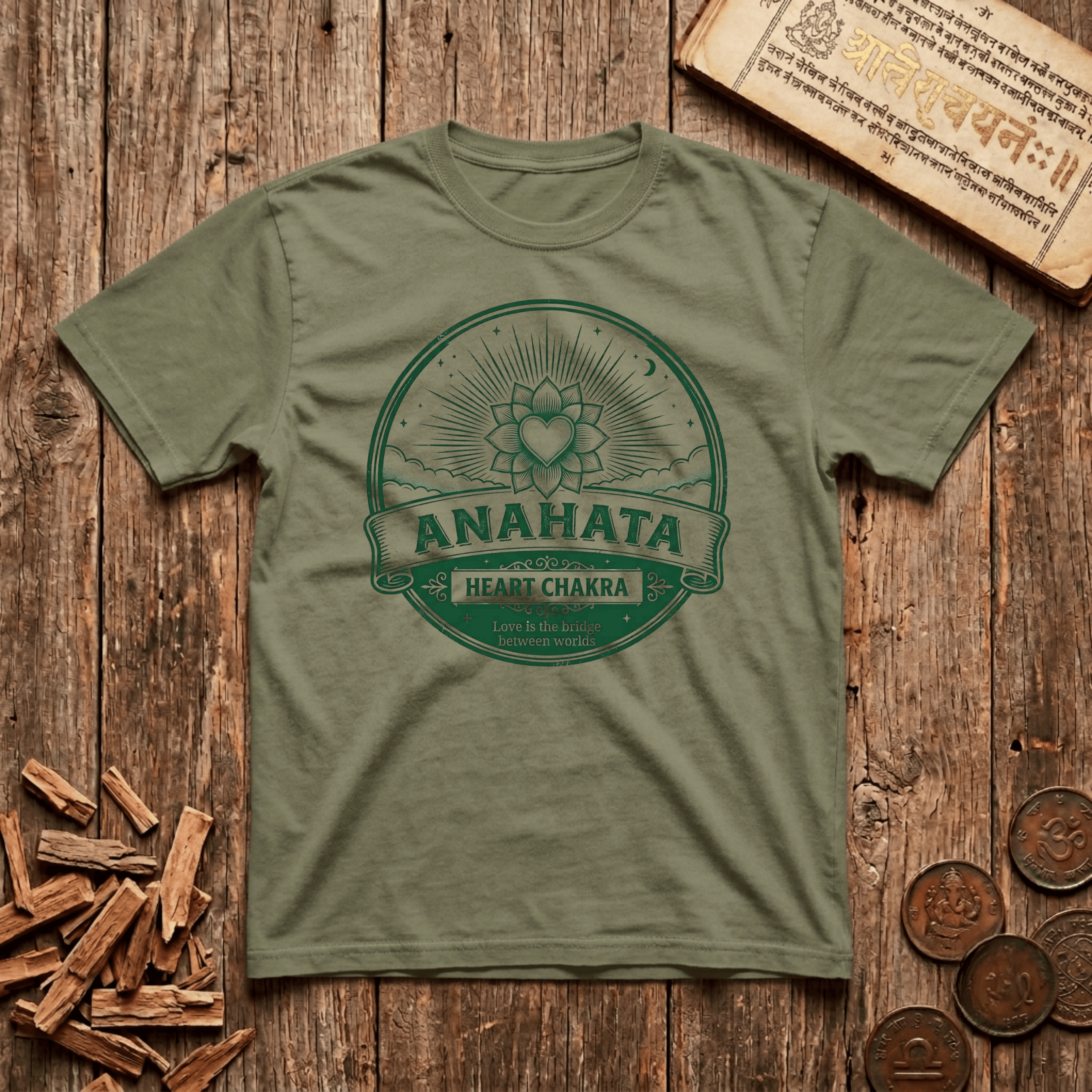 Heart Chakra — Anahata - Love Is The Bridge - Retro Emblem - T-Shirt