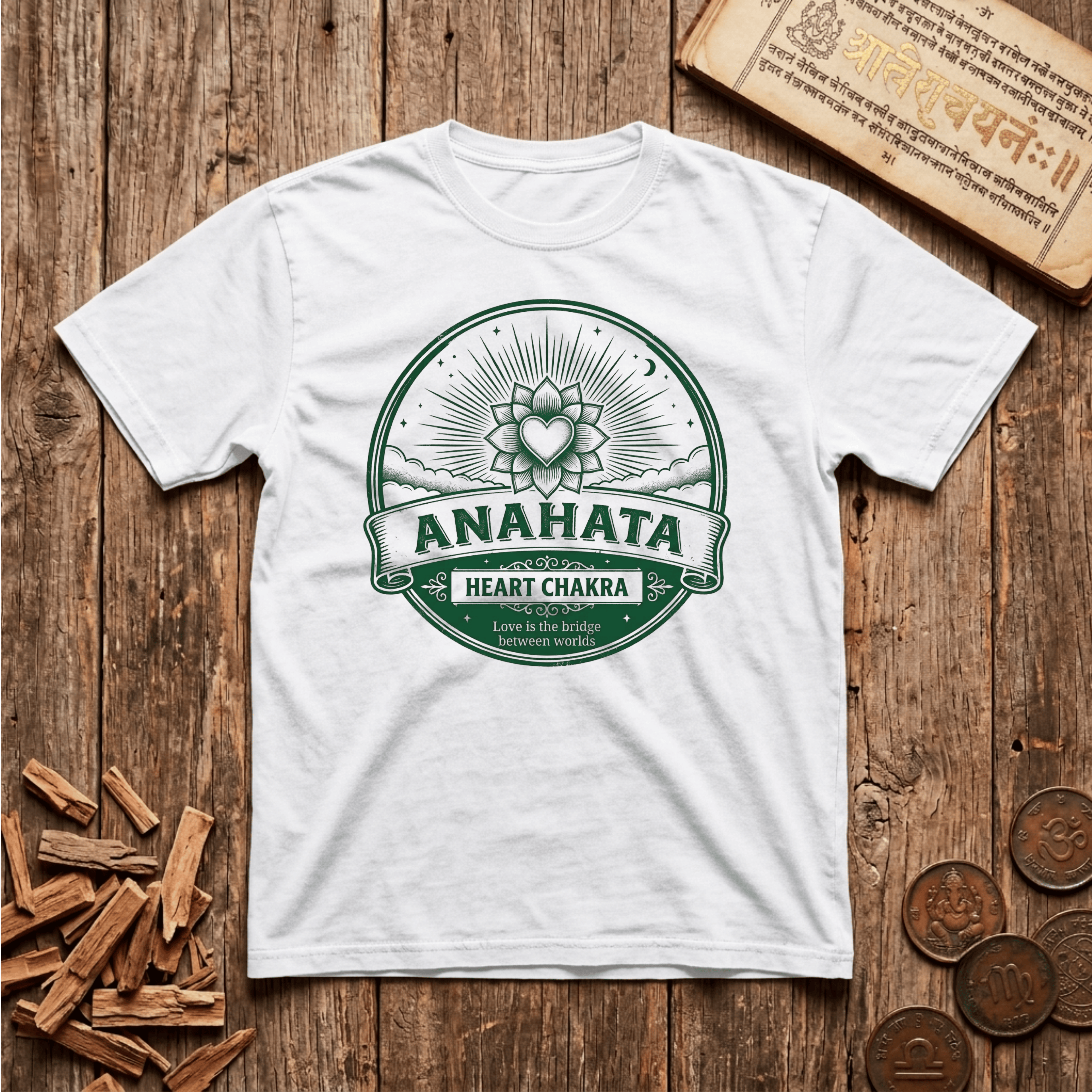 Heart Chakra — Anahata - Love Is The Bridge - Retro Emblem - T-Shirt