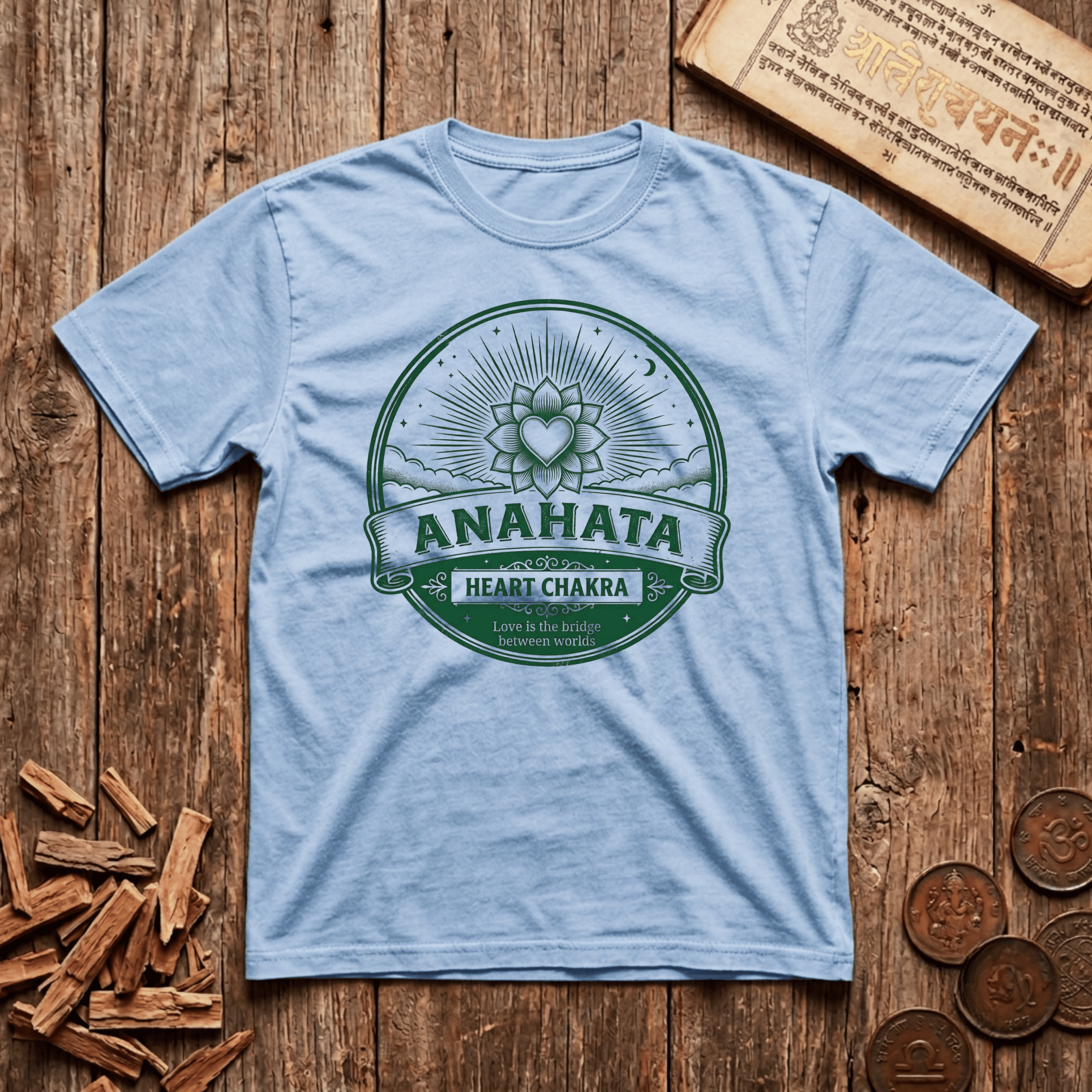 Heart Chakra — Anahata - Love Is The Bridge - Retro Emblem - T-Shirt