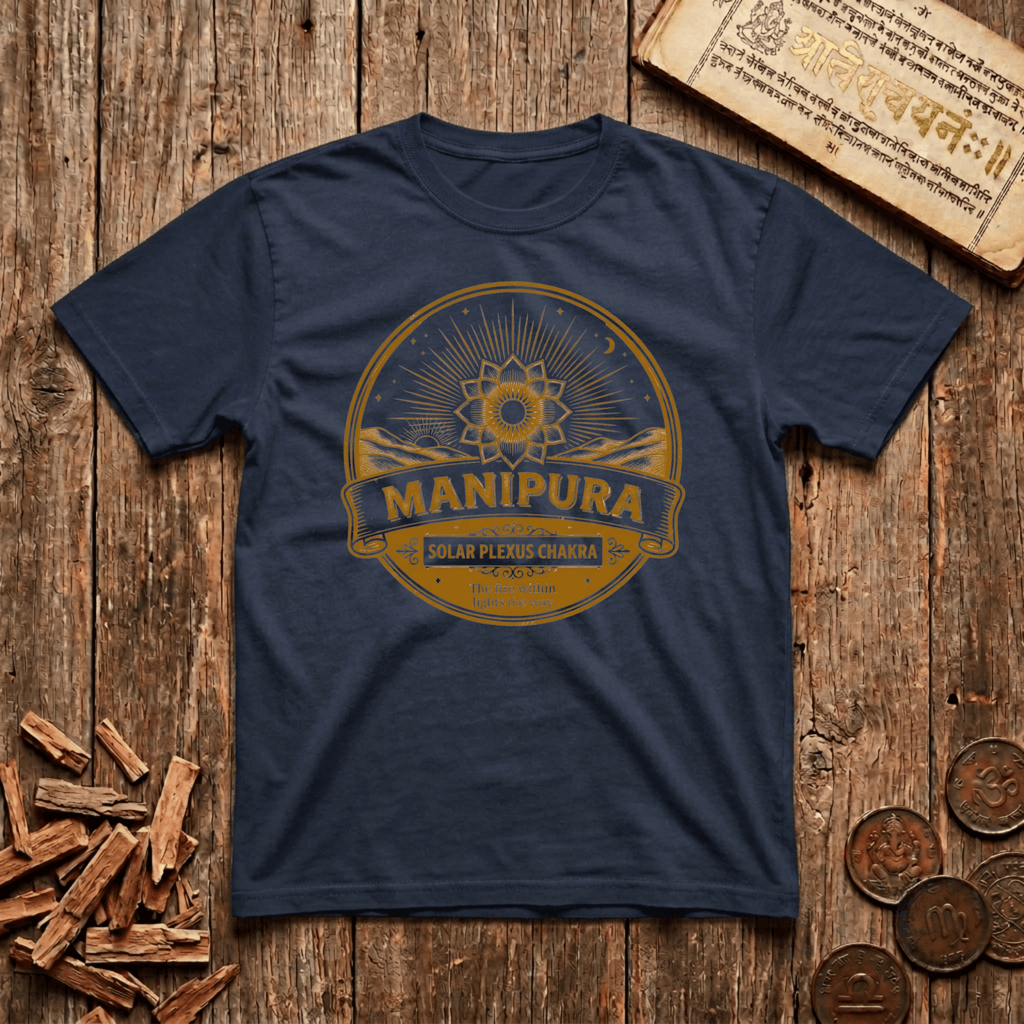 Solar Plexus Chakra — Manipura - Fire within Lights The Way - Retro Emblem - T-Shirt