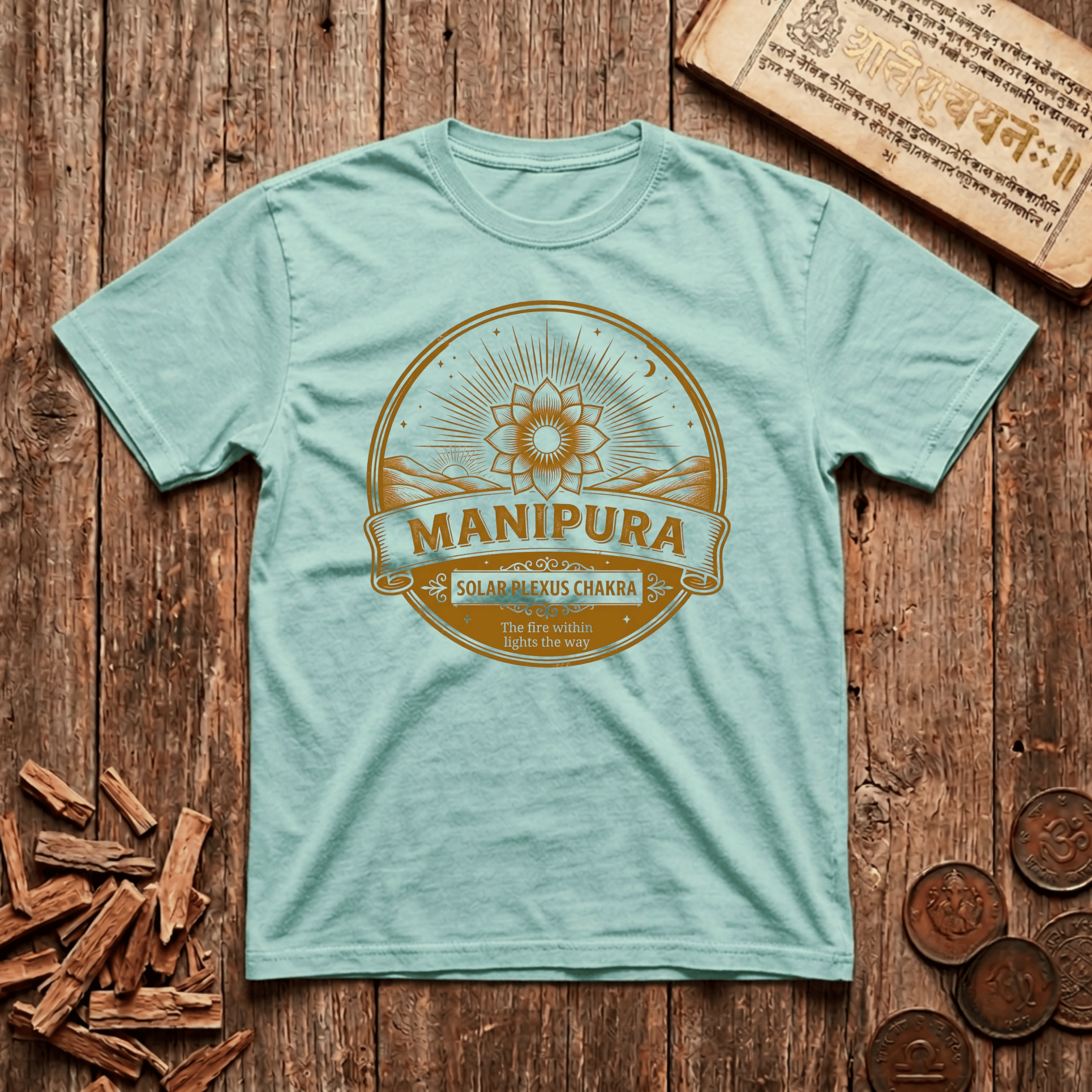 Solar Plexus Chakra — Manipura - Fire within Lights The Way - Retro Emblem - T-Shirt