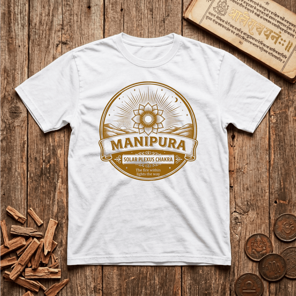 Solar Plexus Chakra — Manipura - Fire within Lights The Way - Retro Emblem - T-Shirt