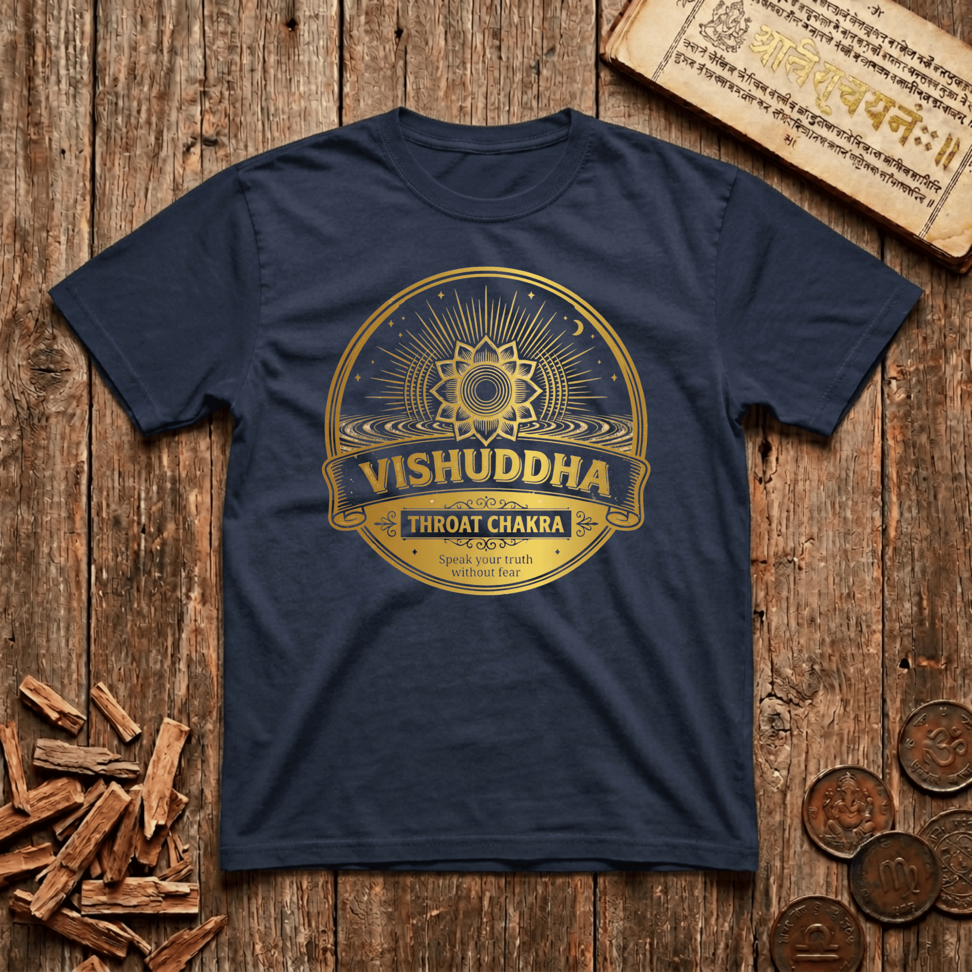 Throat Chakra — Vishuddha - Speak Your Truth Without Fear - Retro Emblem - T-Shirt