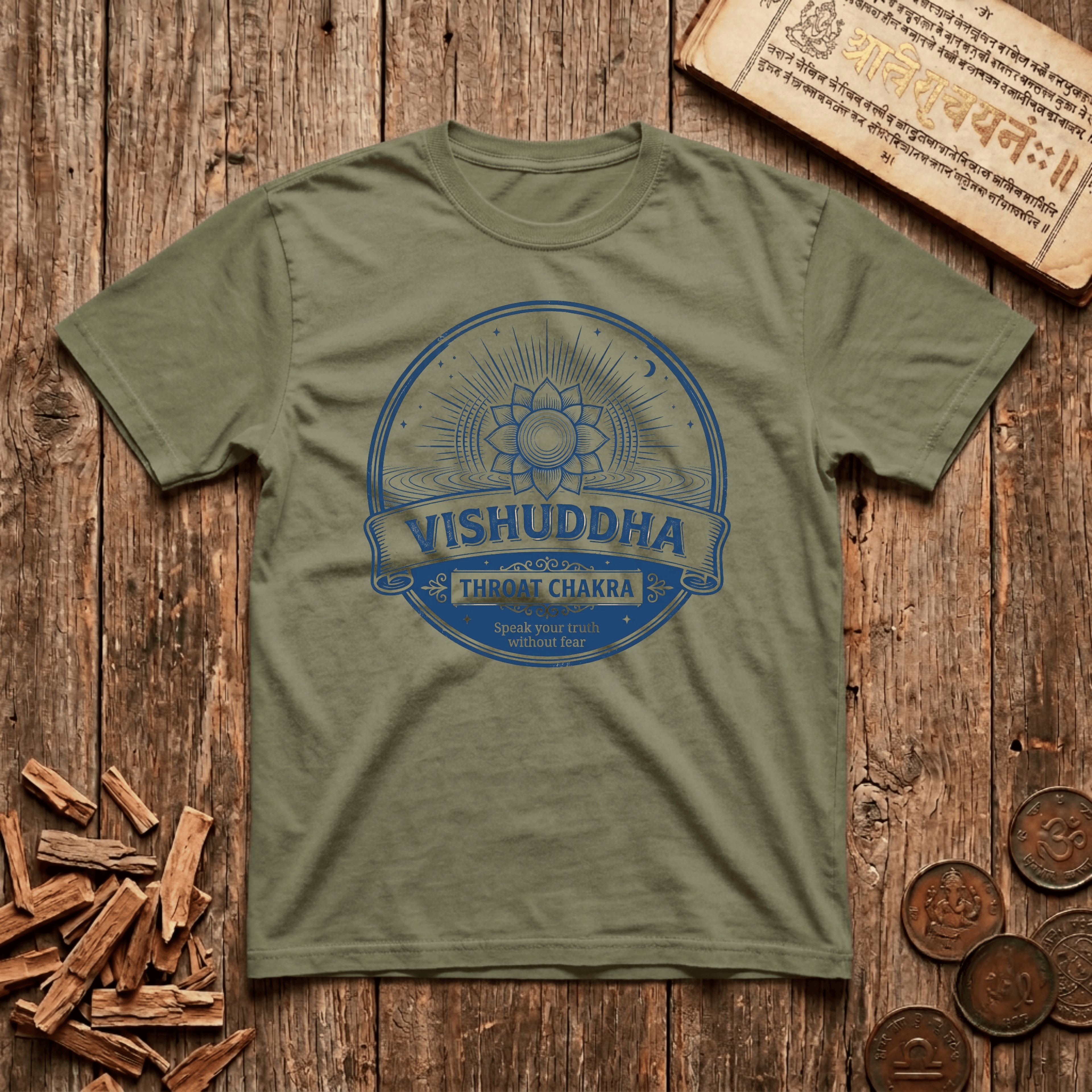 Throat Chakra — Vishuddha - Speak Your Truth Without Fear - Retro Emblem - T-Shirt