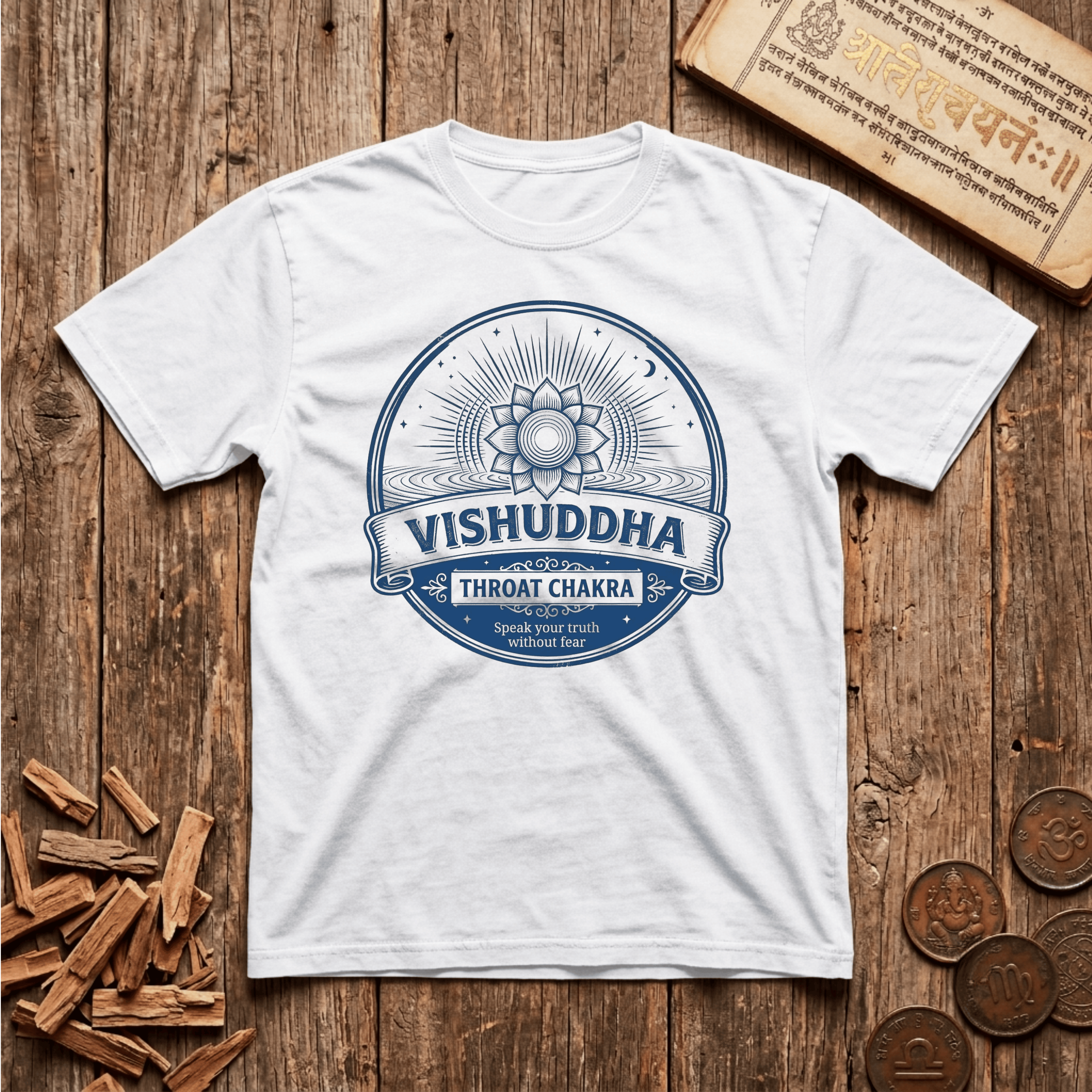 Throat Chakra — Vishuddha - Speak Your Truth Without Fear - Retro Emblem - T-Shirt