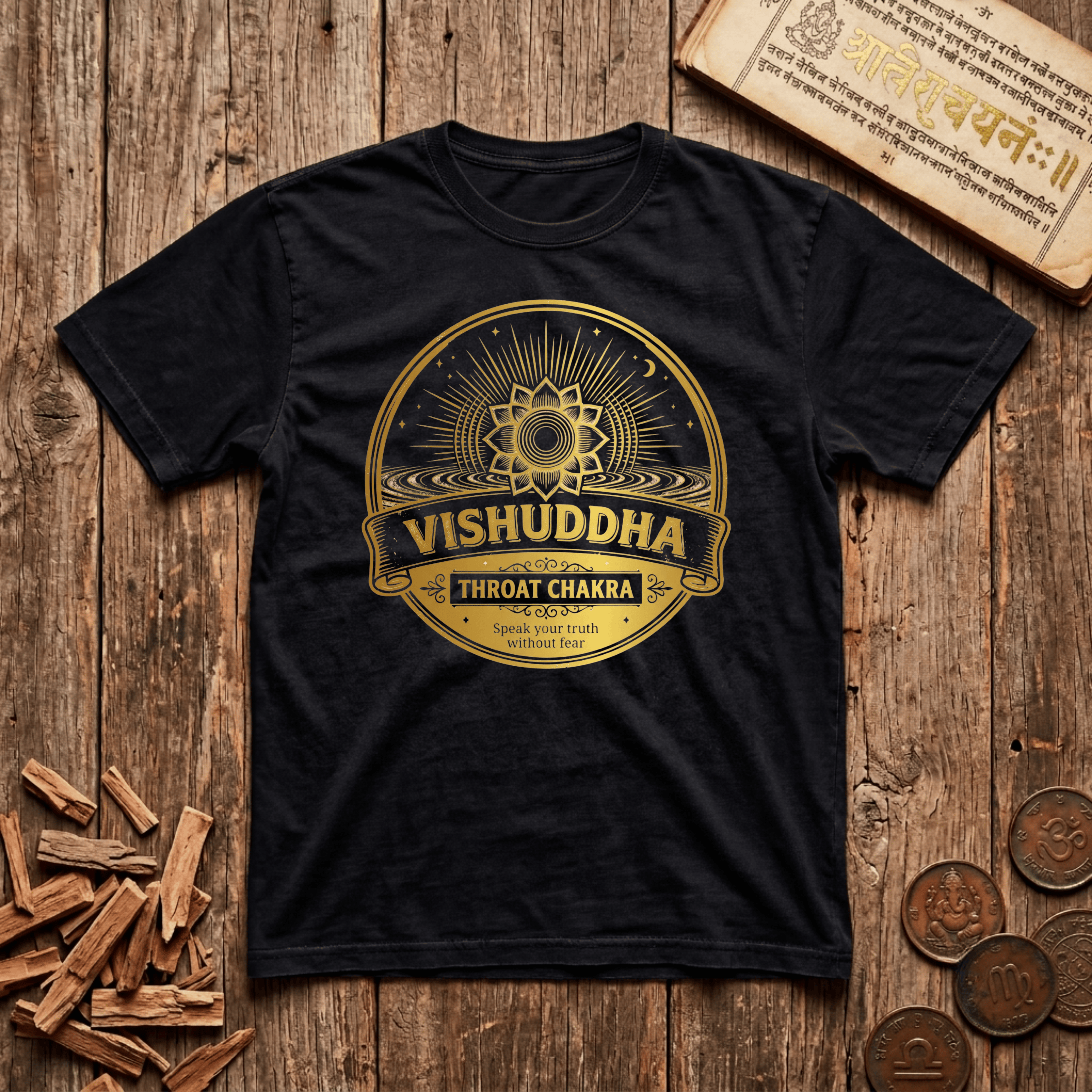 Throat Chakra — Vishuddha - Speak Your Truth Without Fear - Retro Emblem - T-Shirt