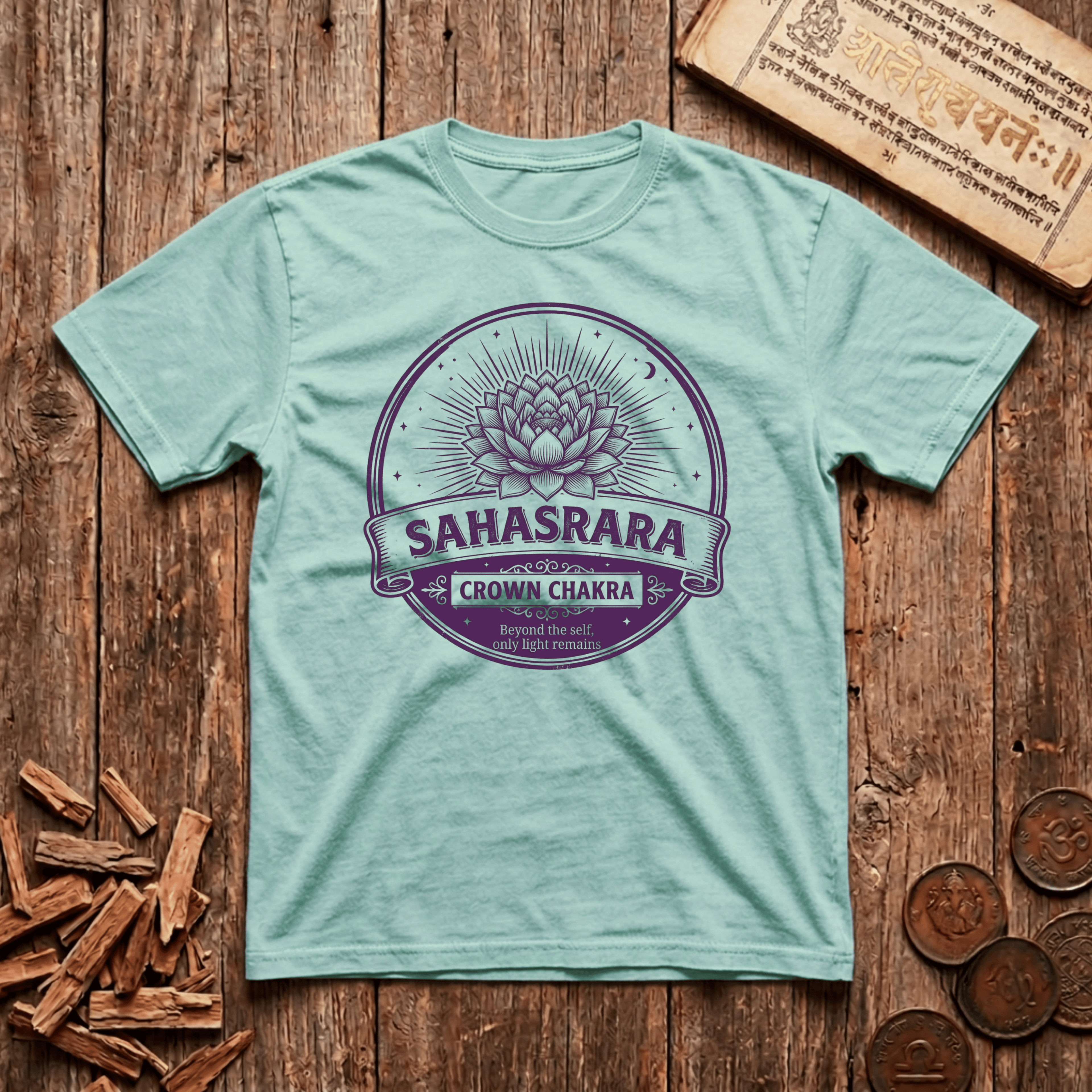 Crown Chakra — Sahasrara - Beyond The Self, Only Light Remains - Retro Emblem - T-Shirt