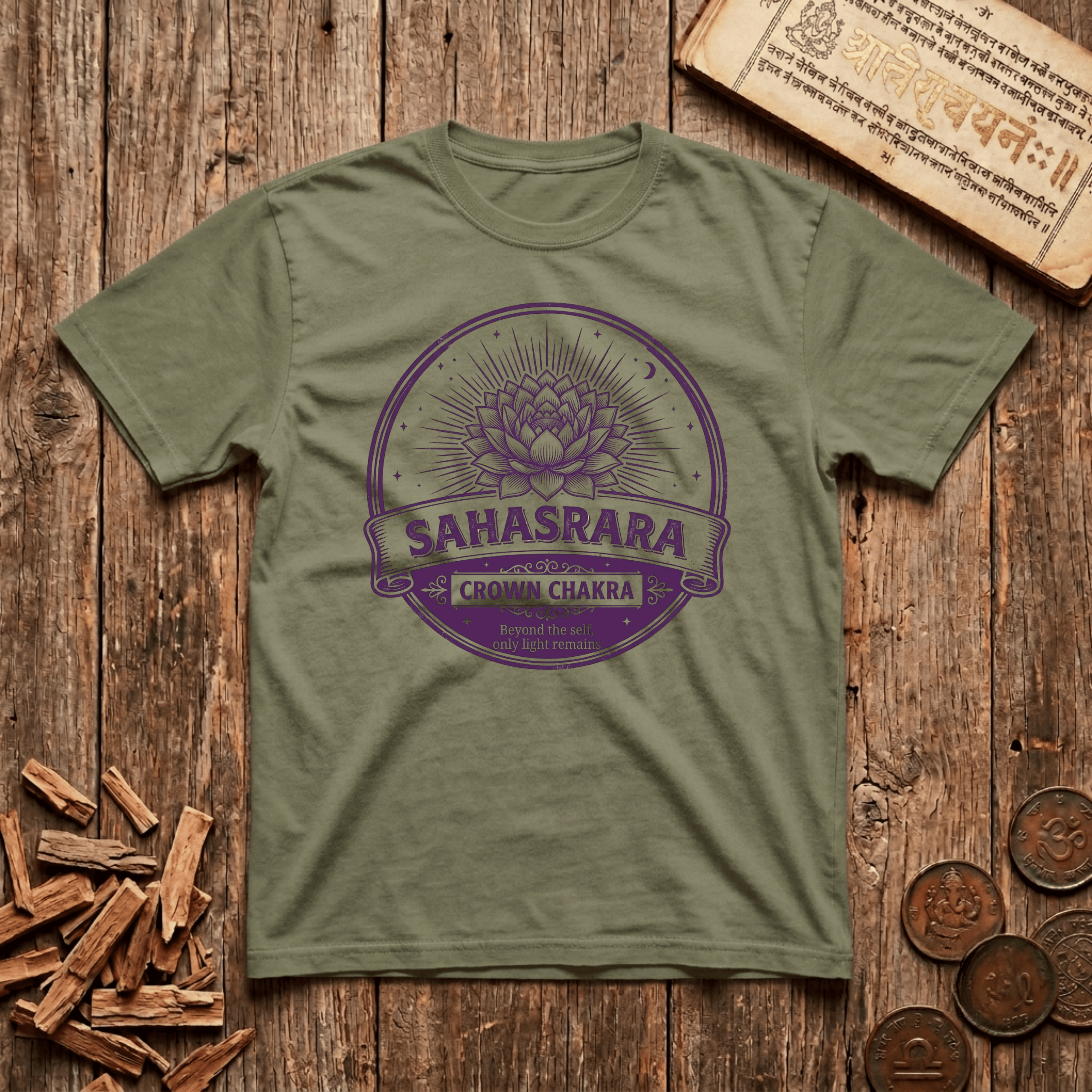 Crown Chakra — Sahasrara - Beyond The Self, Only Light Remains - Retro Emblem - T-Shirt