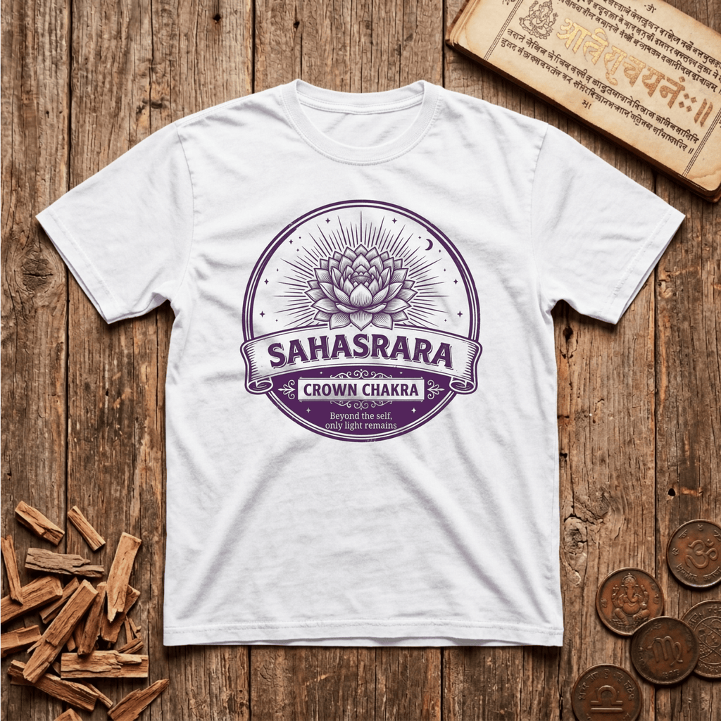Crown Chakra — Sahasrara - Beyond The Self, Only Light Remains - Retro Emblem - T-Shirt
