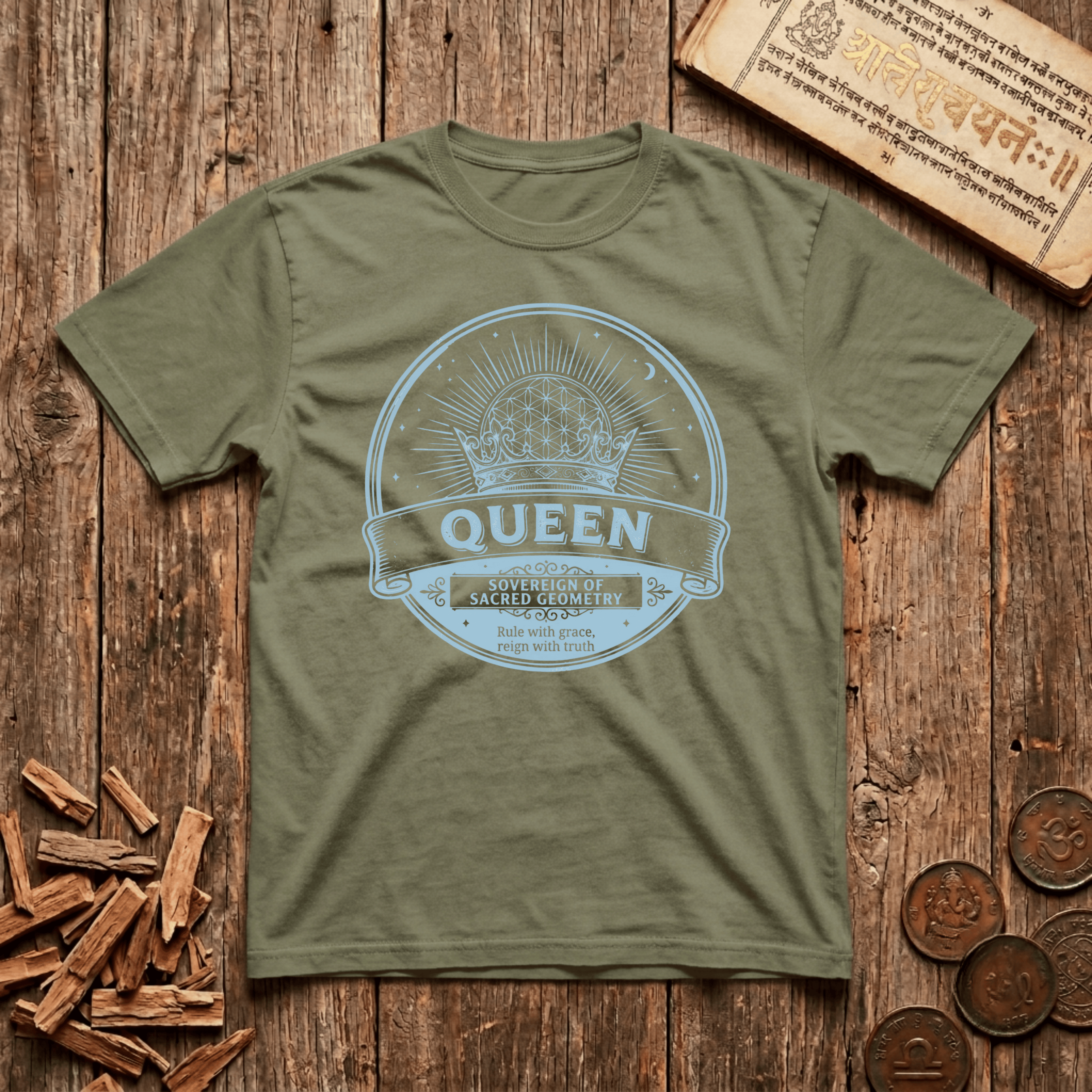 Queen of Sacred Geometry - Rule With Grace - Retro Emblem - T-Shirt