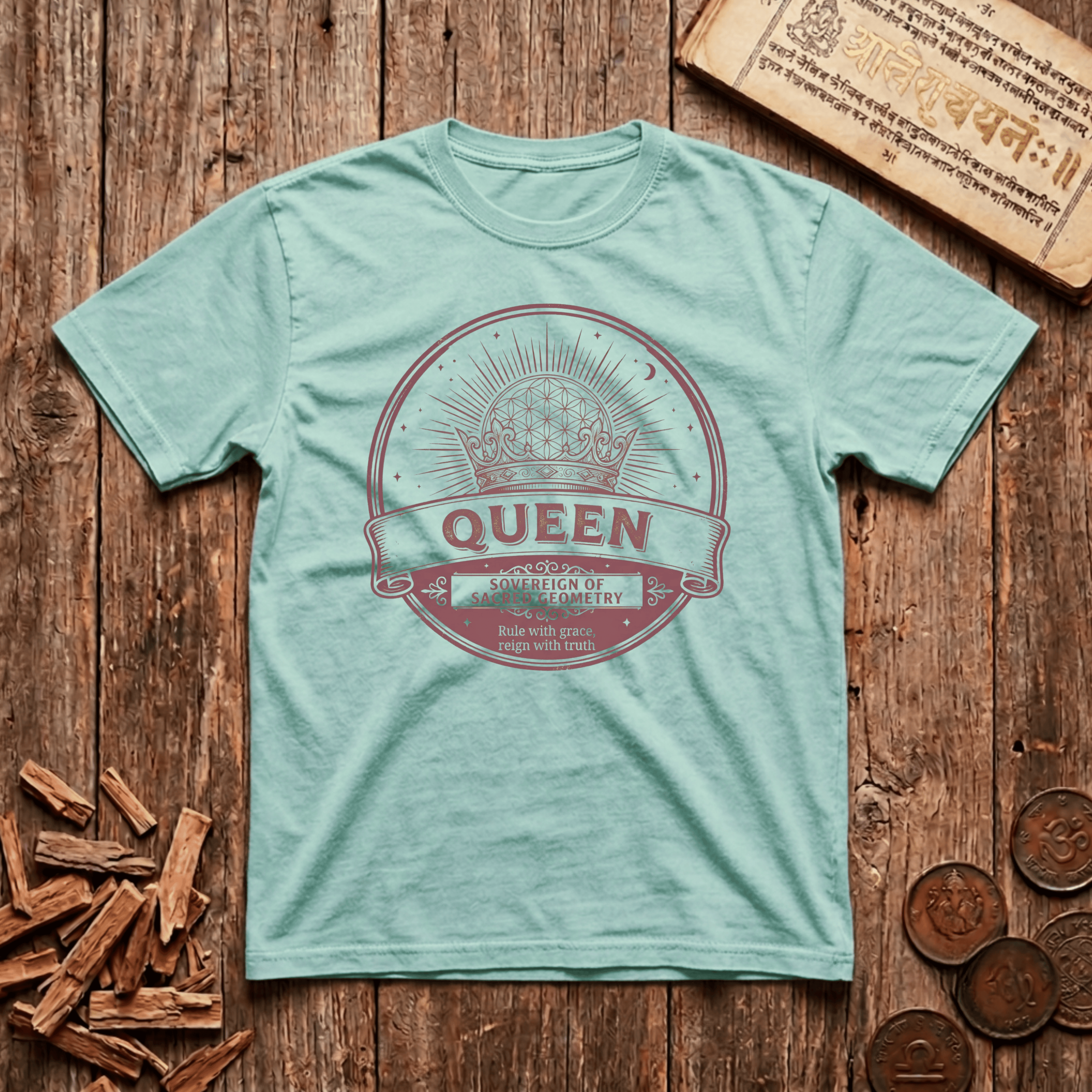 Queen of Sacred Geometry - Rule With Grace - Retro Emblem - T-Shirt