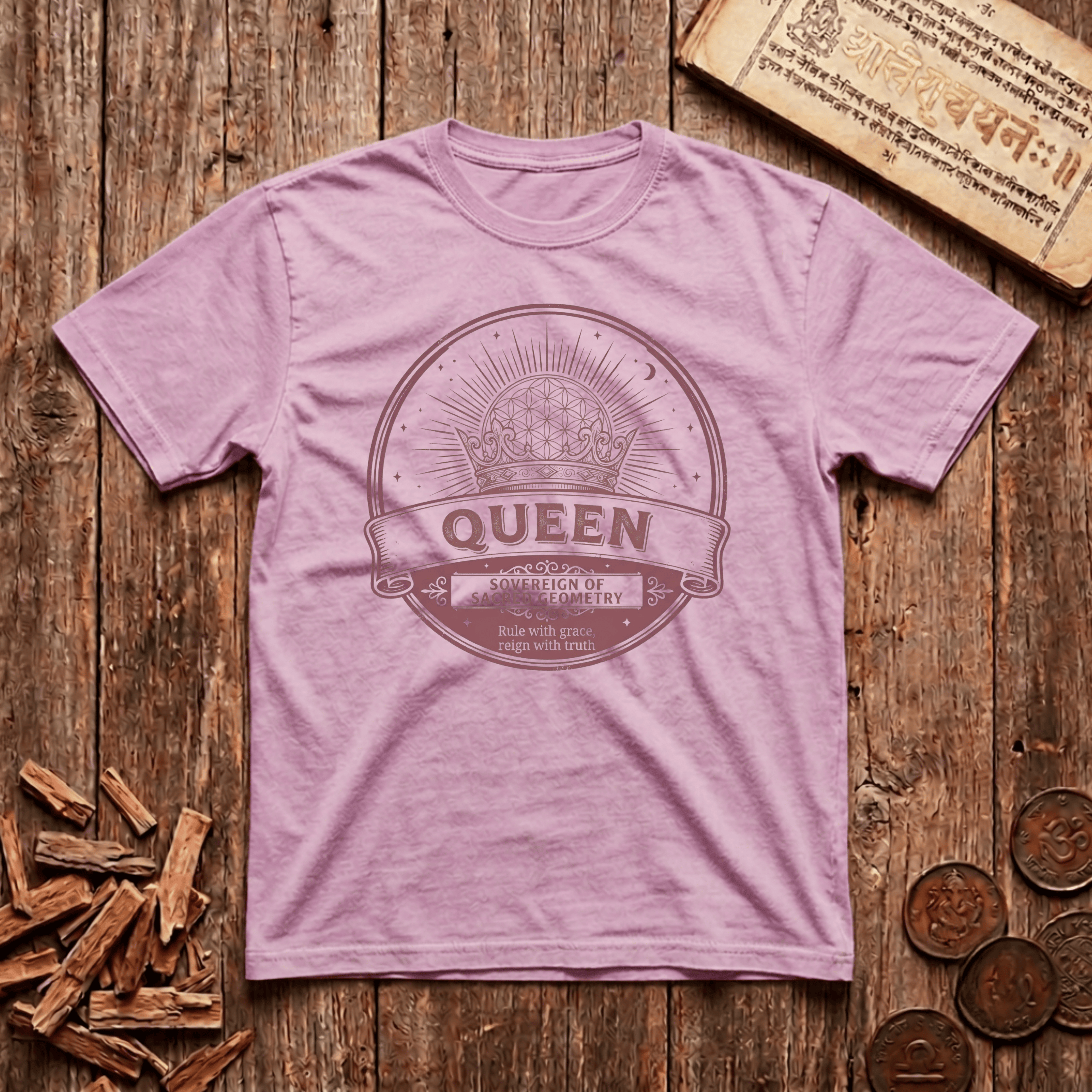 Queen of Sacred Geometry - Rule With Grace - Retro Emblem - T-Shirt